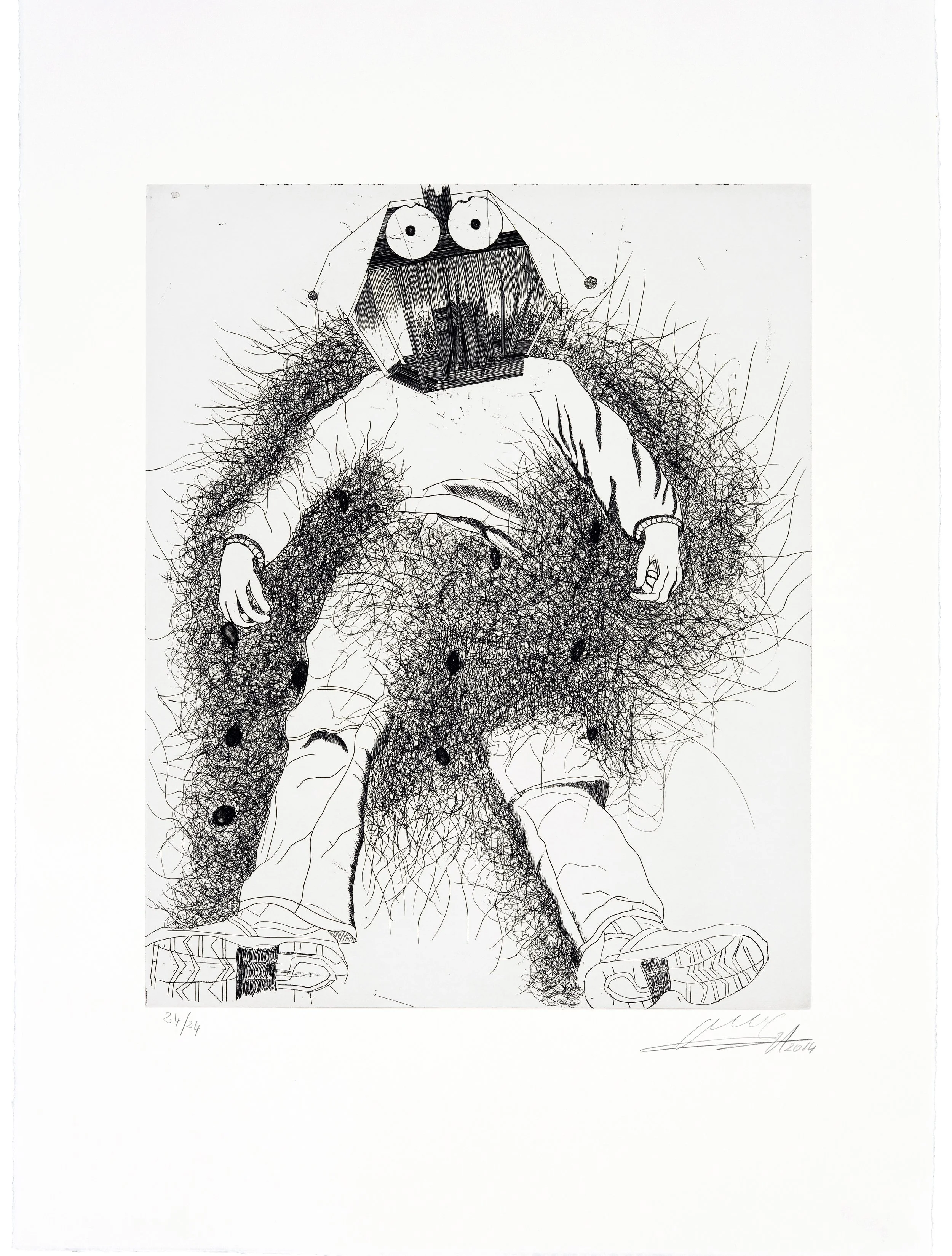 Omar Ba, "Sans titre", gravure à l'eau-forte, 75 x 54,8 cm, 2014, édition sur demande