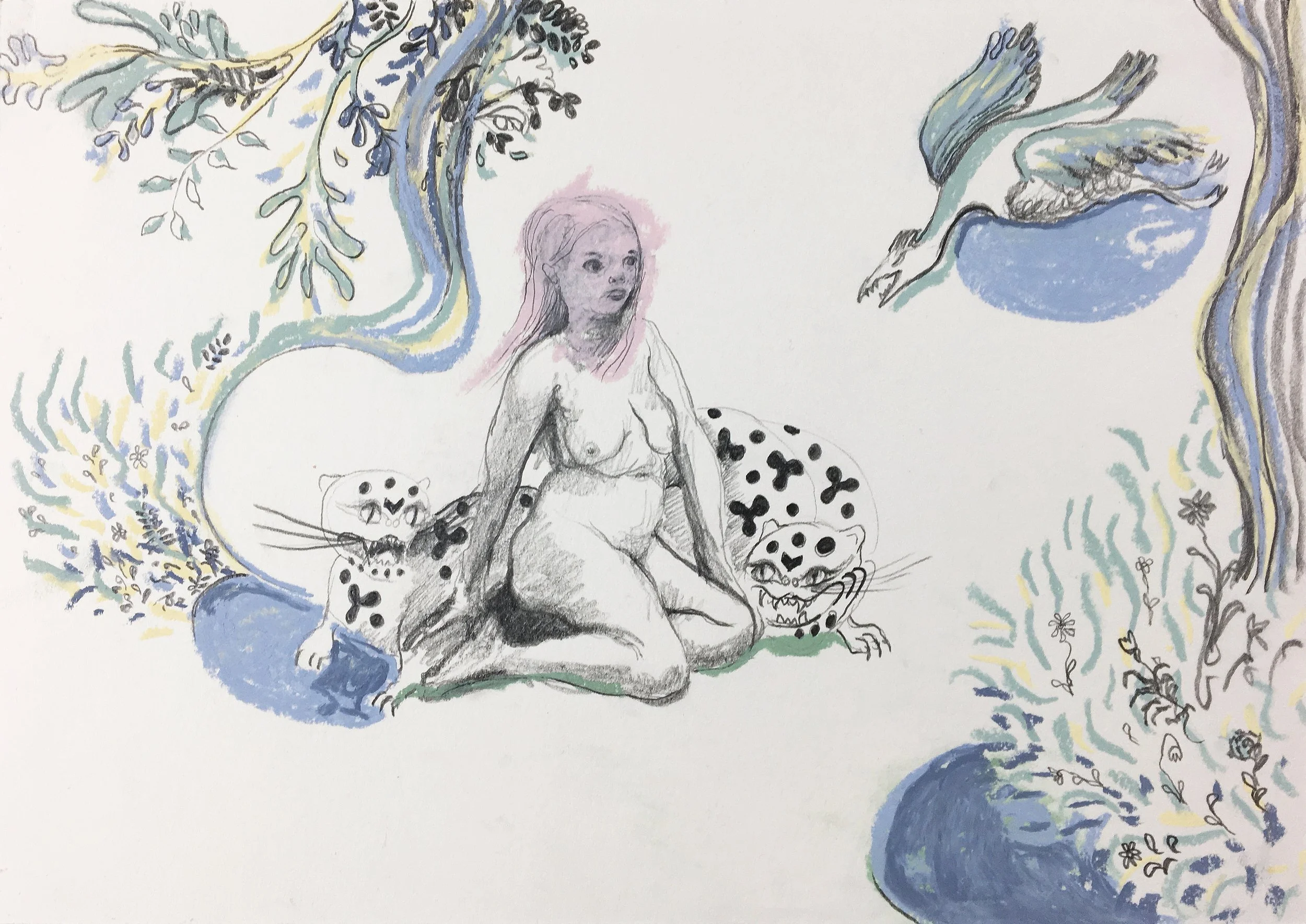 © Emeli Theander, Contain Me, 2020, graphite and oil pastel on paper, 21 x 29,7 cm, courtesy Galerie C Neuchâtel-Paris