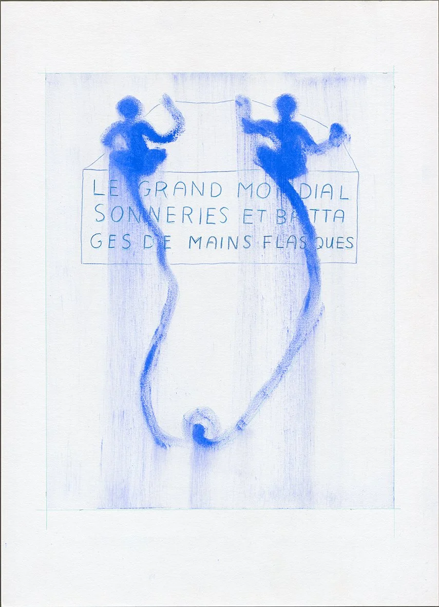 Alain Huck «Le grand mondial» De la série PostanimalBeauty craie et crayon de couleur sur papier 41,2 x 29,7 cm 2023 œuvre unique