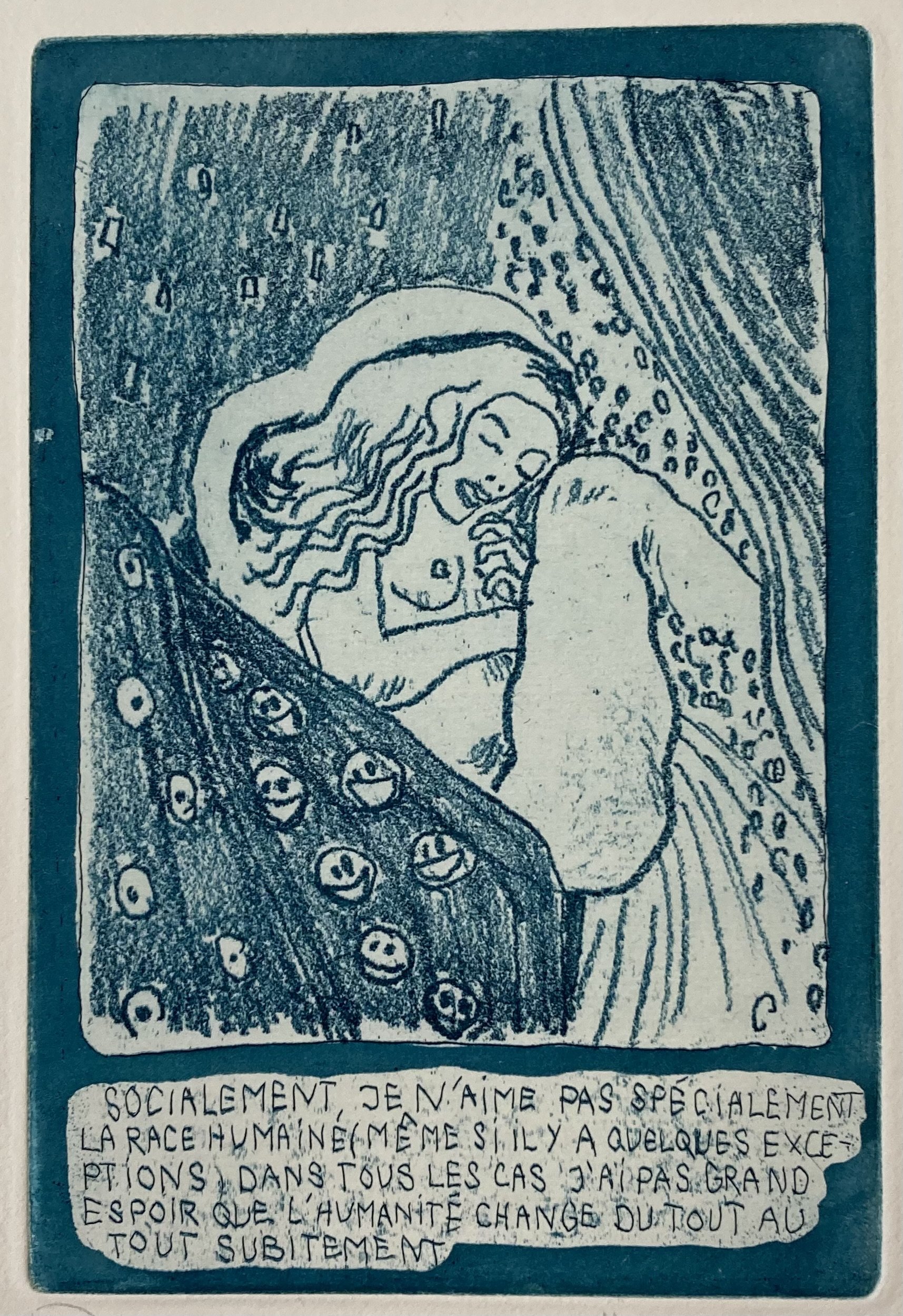 Line Marquis, «Camille do Brasil n°15», Eau forte, vernis mou et aquatinte, 15 x 10cm sur feuille de papier 26 x 20cm, encadrée, éd. 1/3, 2023.