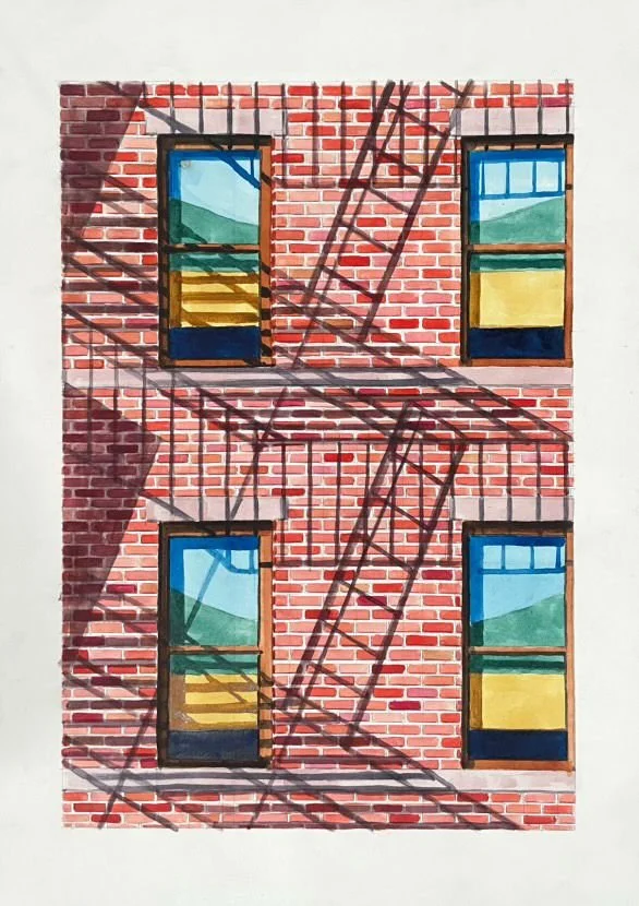 Henry Glavin, «San titre», 2025, acquarelle sur papier, 50 x 35 cm (encadrement: 59 x 44 cm)
