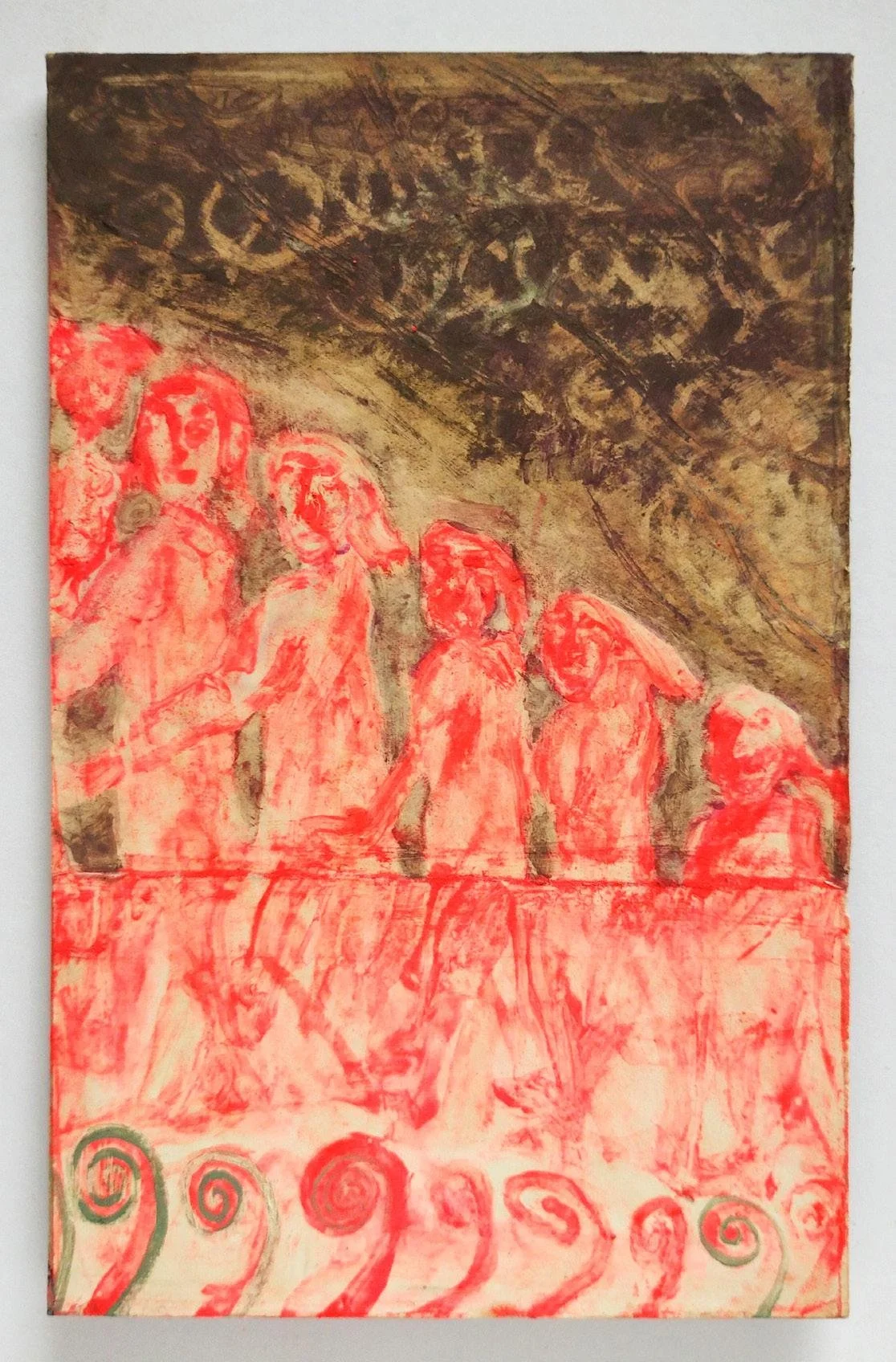 Holly Mills, «unfurl», tempera à l'œuf sur papier et carton, 19 x 12 cm, encadré, 2024