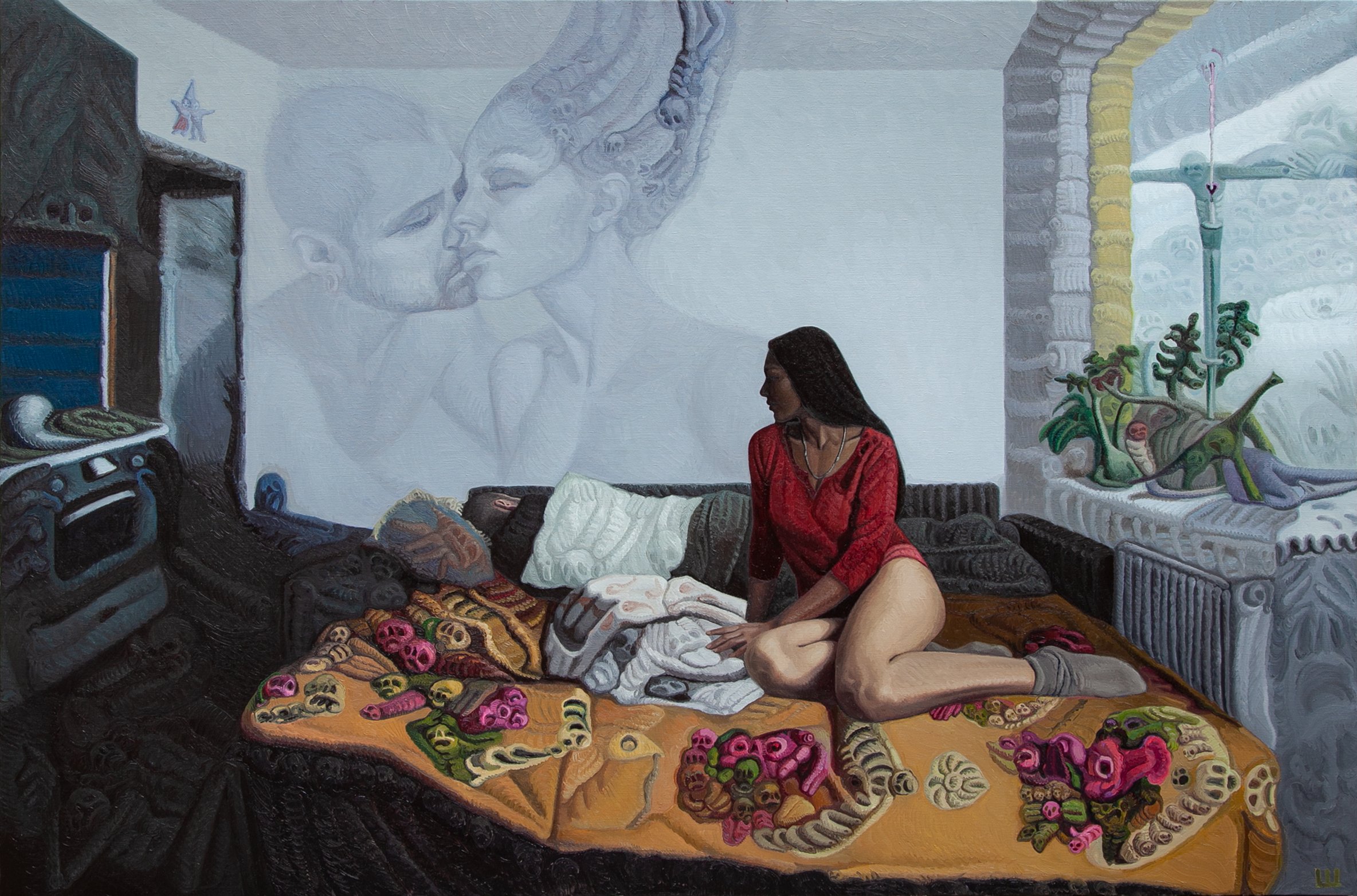 Margarita Sherstiuk, Grey Cloud of Passing Time, 2025, huile sur toile, 130 x 195 cm