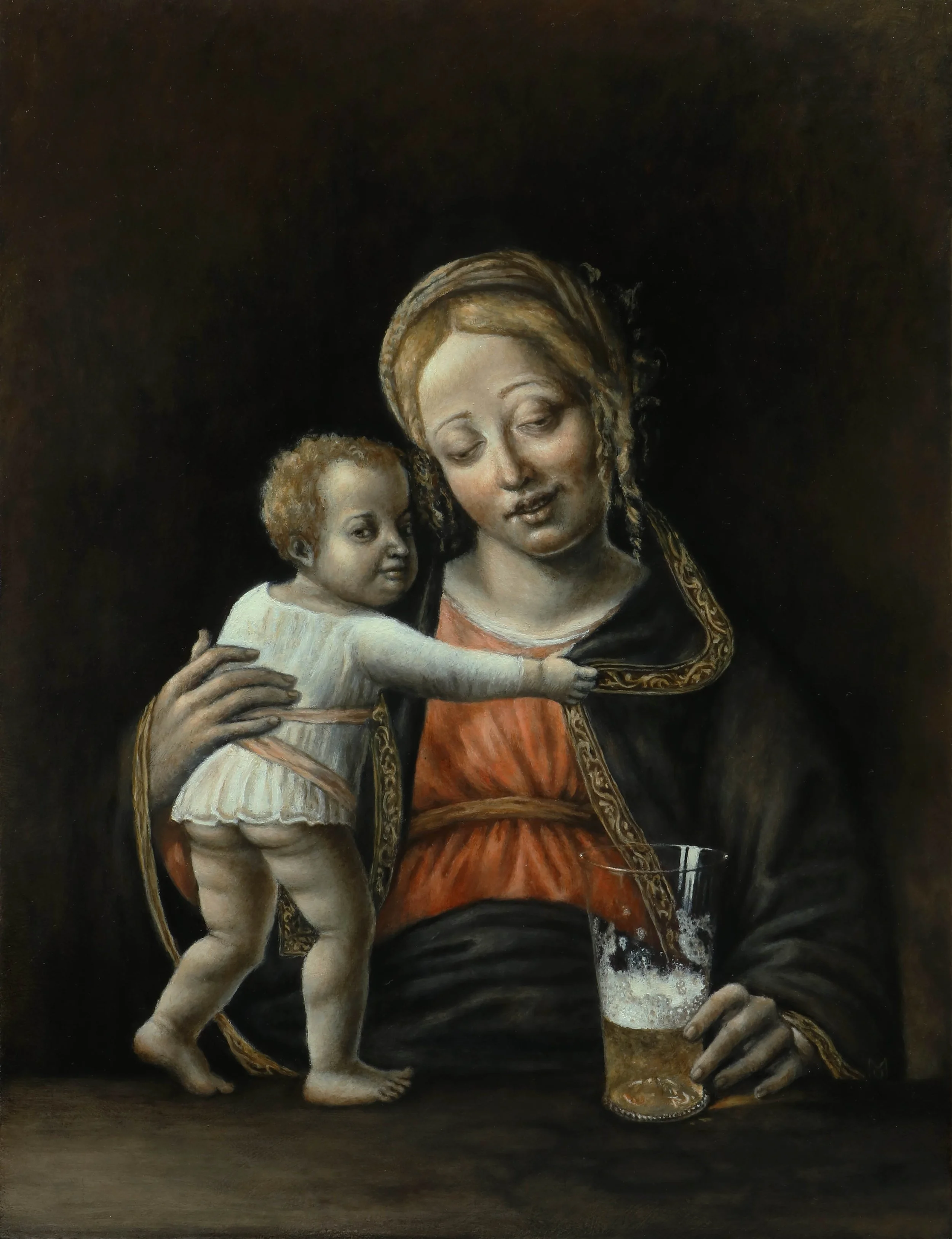 Murielle Belin, «La vierge noire», 2026, peinture à l’huile sur bois, 35 x 27 cm. 