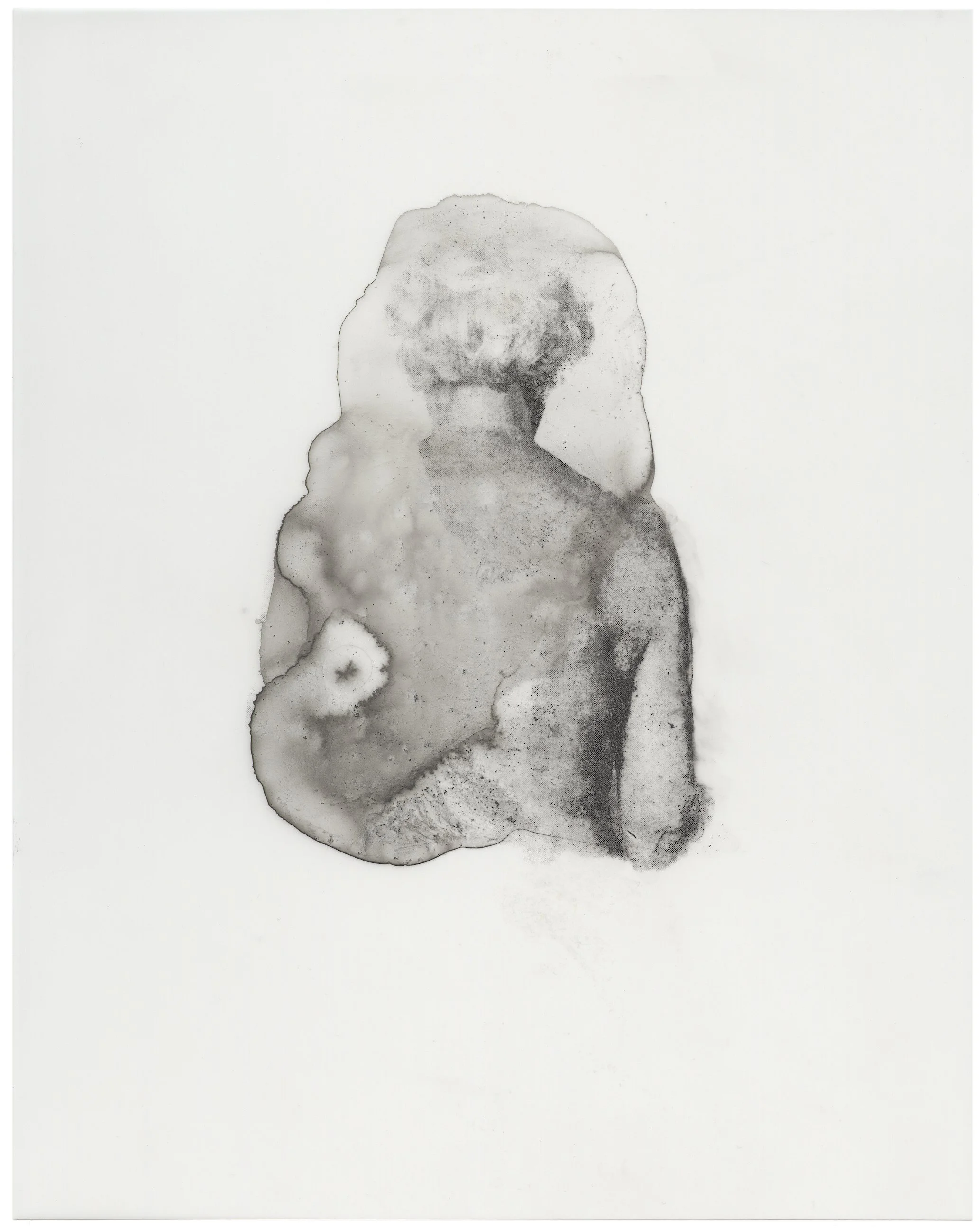 Sophie Jodoin, "derrière elle 26", 2016, encre, gesso noir et transfert xylène sur film polyester, 21,6 x 17,1 cm. 