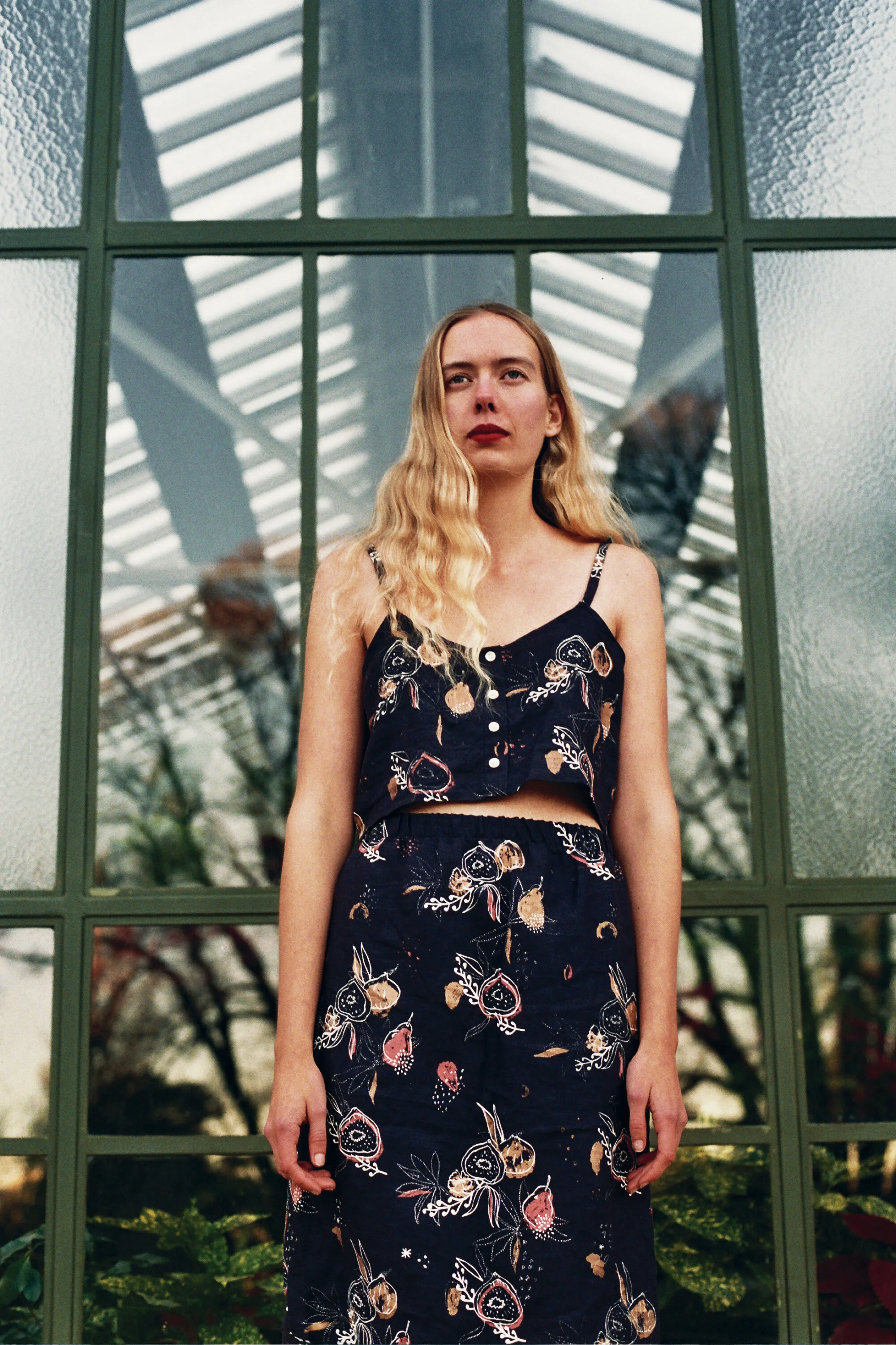 Crop Top &amp; Skirt Set made from screen-printed length