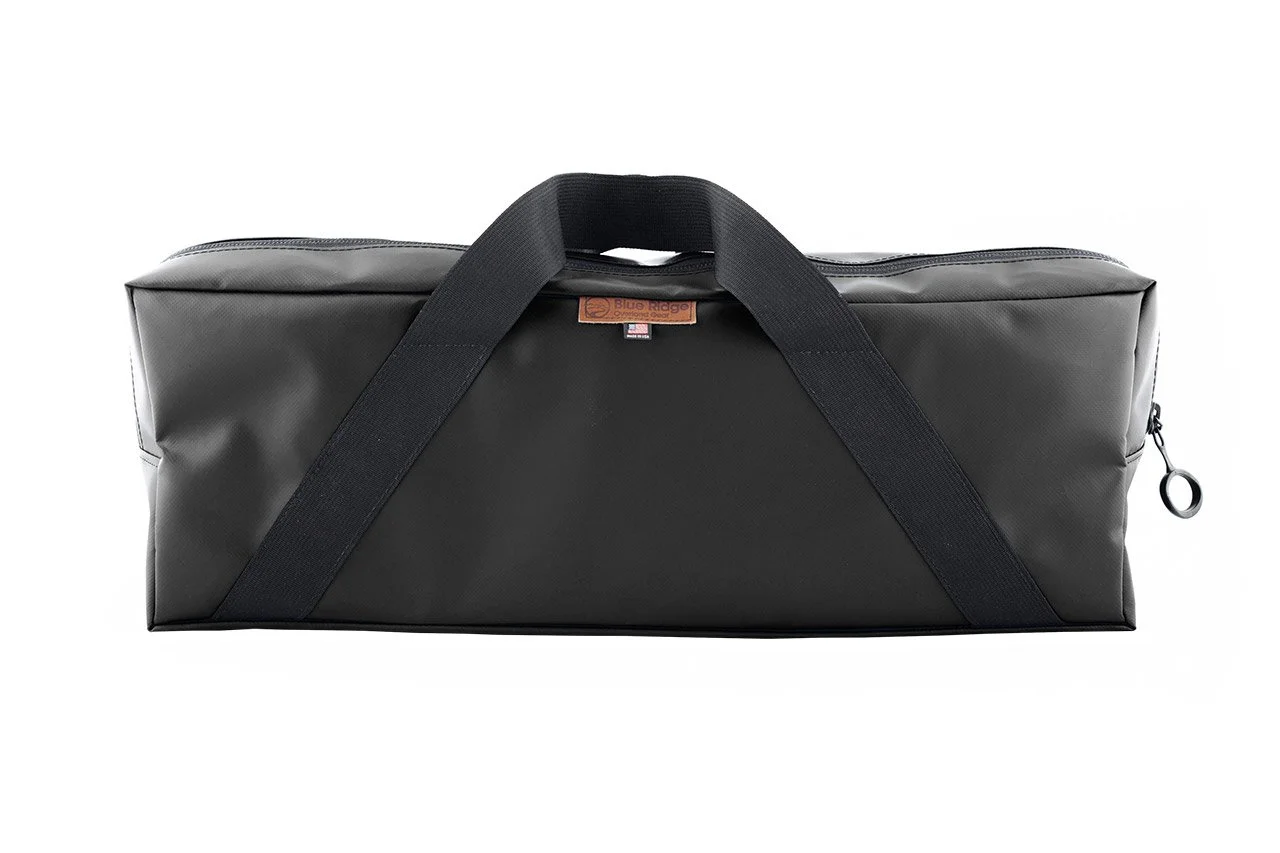 Our GoTreads transport bag is made of eye-catching blue vinyl-coated polyester truck tarp.