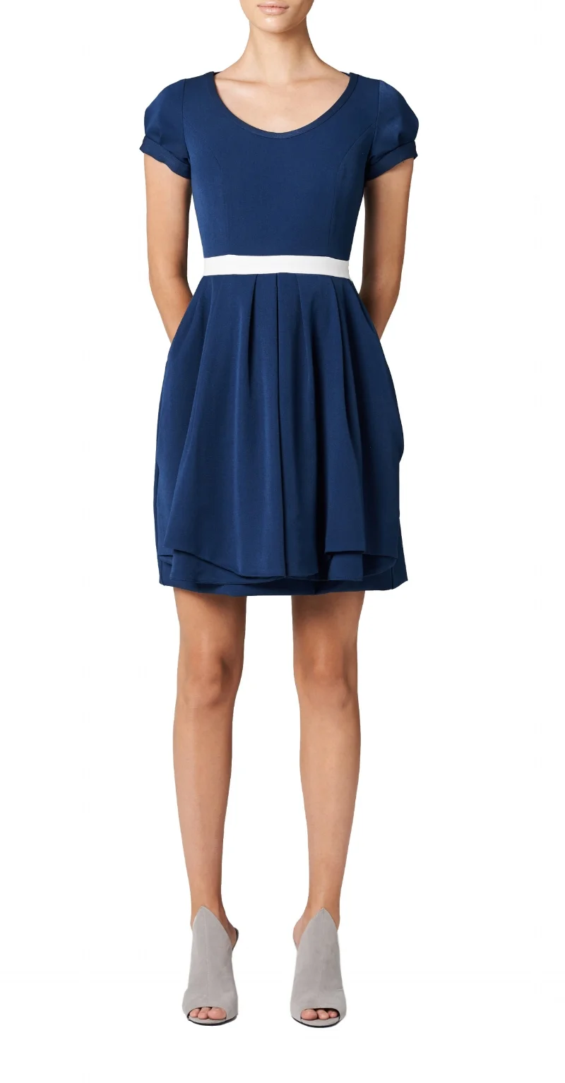 navy and white dress