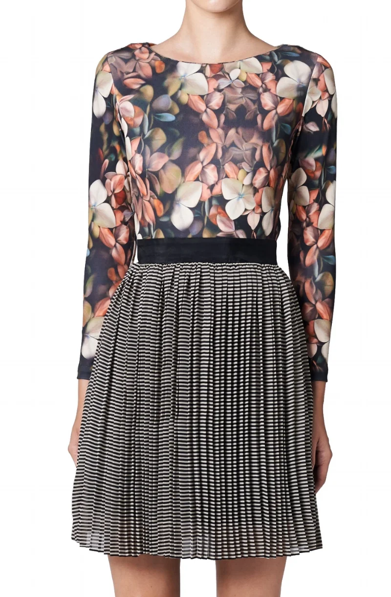 floral and stripes dress