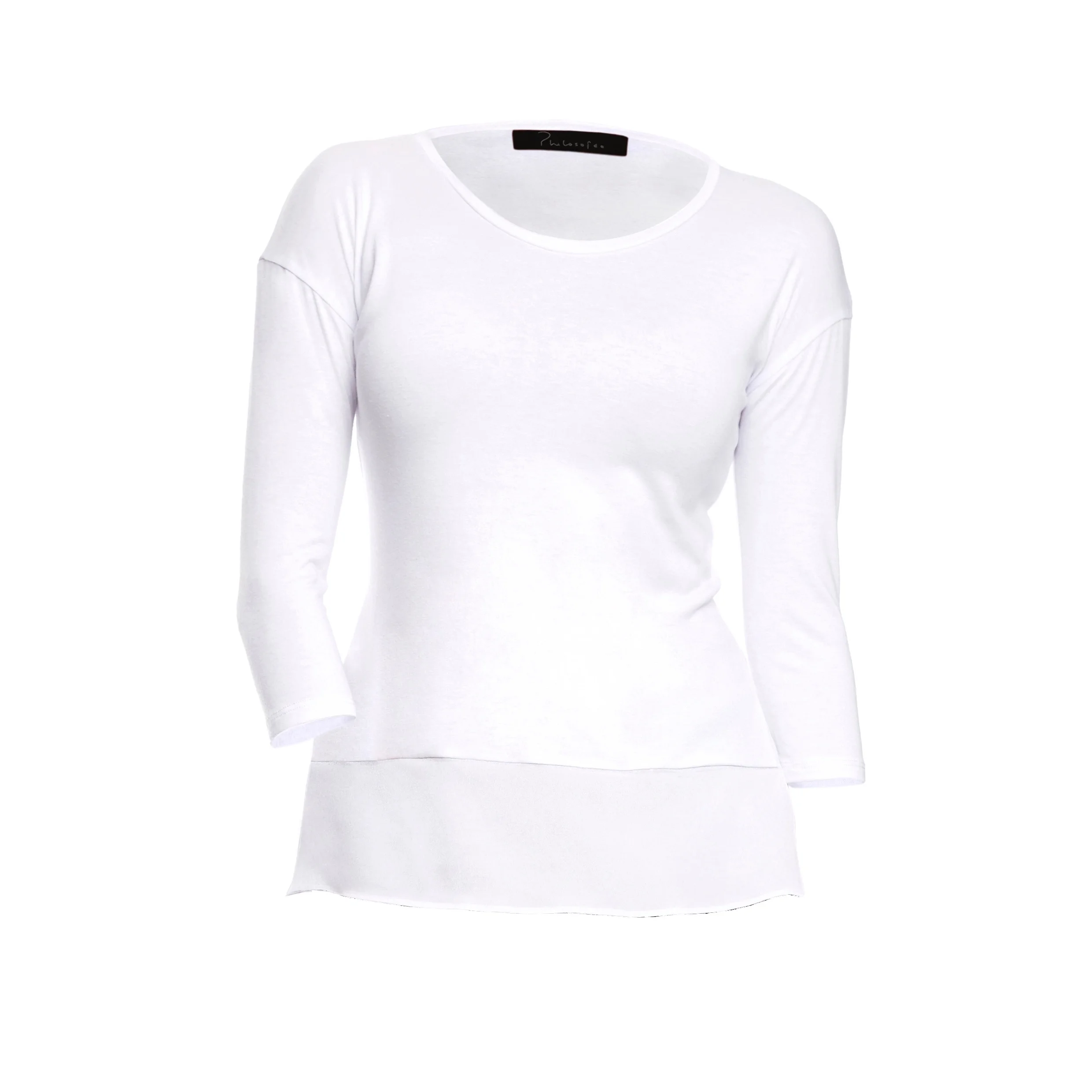 white tee with peplum detail