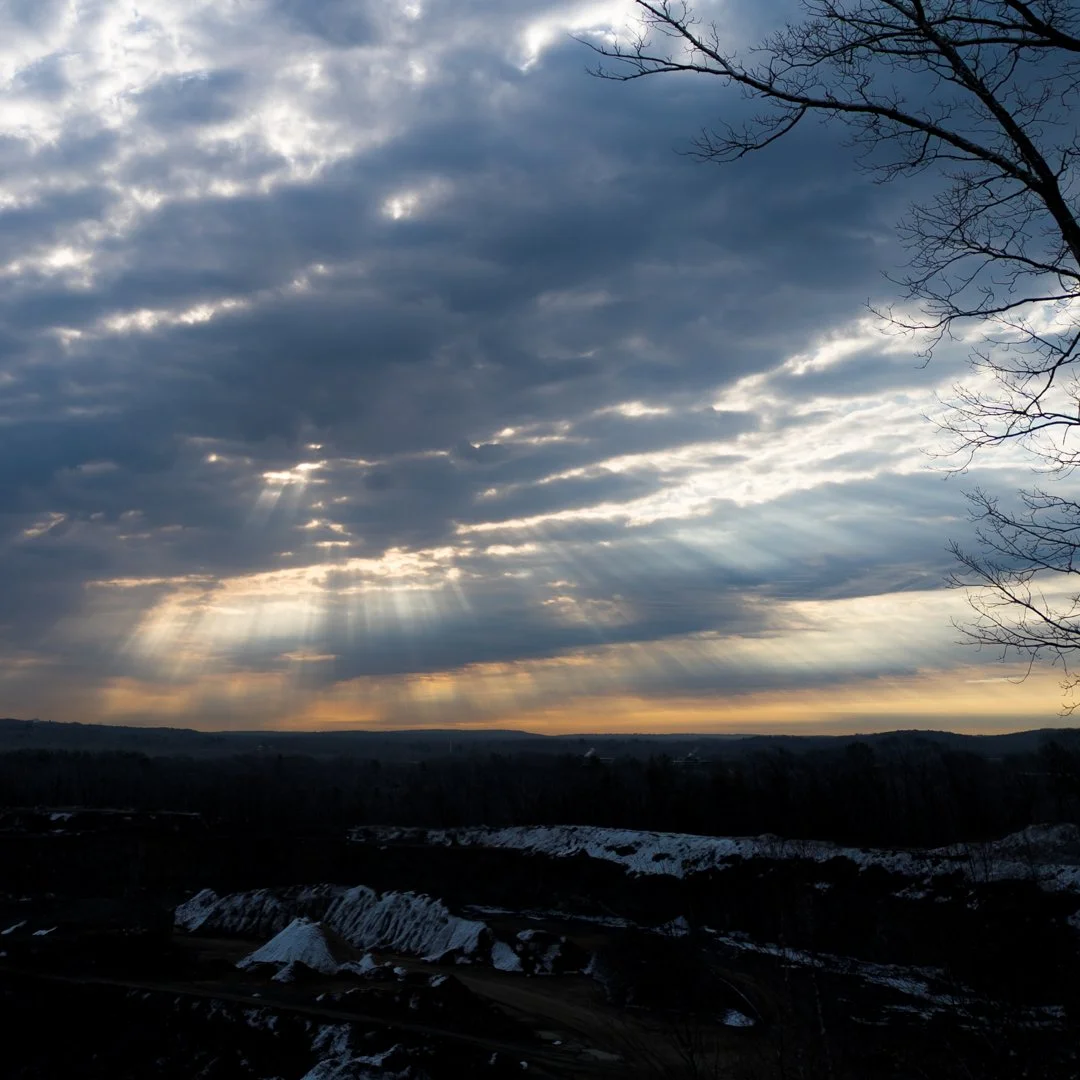 Didn't have my camera on me this morning, but had to stop and capture these light rays shining through the clouds. 
.
.
.
.
.
#MorningLight #SunRayBeams #NaturePhotography #Cloudscape #LandscapeLovers #DawnVibes #ThePhotopher