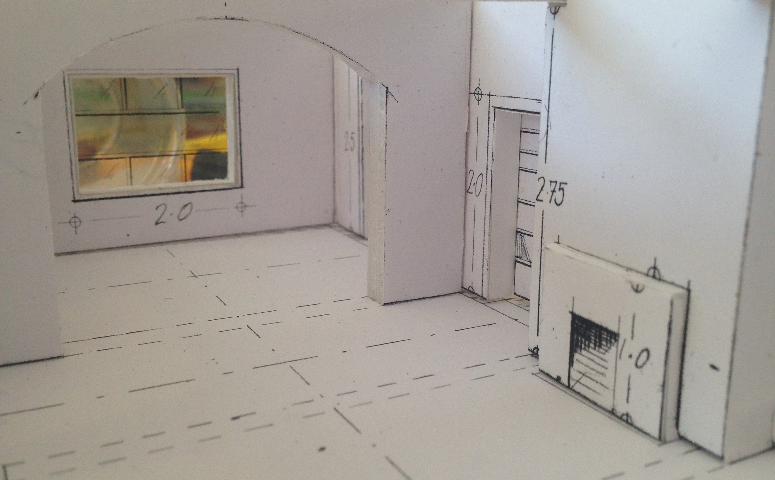 Interior of Modernist Apartment, foam board model