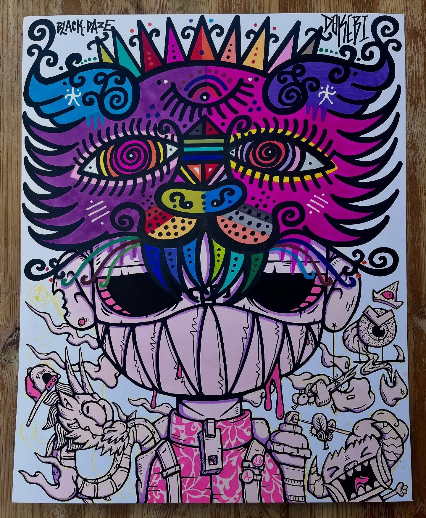 Collaborating with other artists forces you to think differently, to integrate your style with someone else&rsquo;s vision. It&rsquo;s one of the best ways to push yourself. 

Black Daze X Chris Dokeb collab, 16x20, this piece will be showing and ava