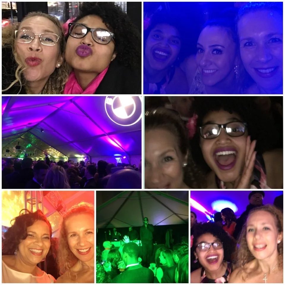 It was tempting to stay home and work on a Friday night, as I often do, but my Carpe Diem spirit swept me into fun with friends at the 10th Annual Glamour Party hosted by Dennis Archer, Jr. I danced the night away with actress and singer Jewel Evans… met a new friend named Jessie (pictured with us, upper right), and connected with longtime friend Felecia Henderson (lower left), whom I met with her late husband Angelo Henderson while working at The Detroit News . All as deejay extraordinaire Doug E. Fresh (bottom middle) rocked hundreds of glammed-up folks in the BMW-sponsored tent party in the middle of downtown Detroit. It was a blast! 