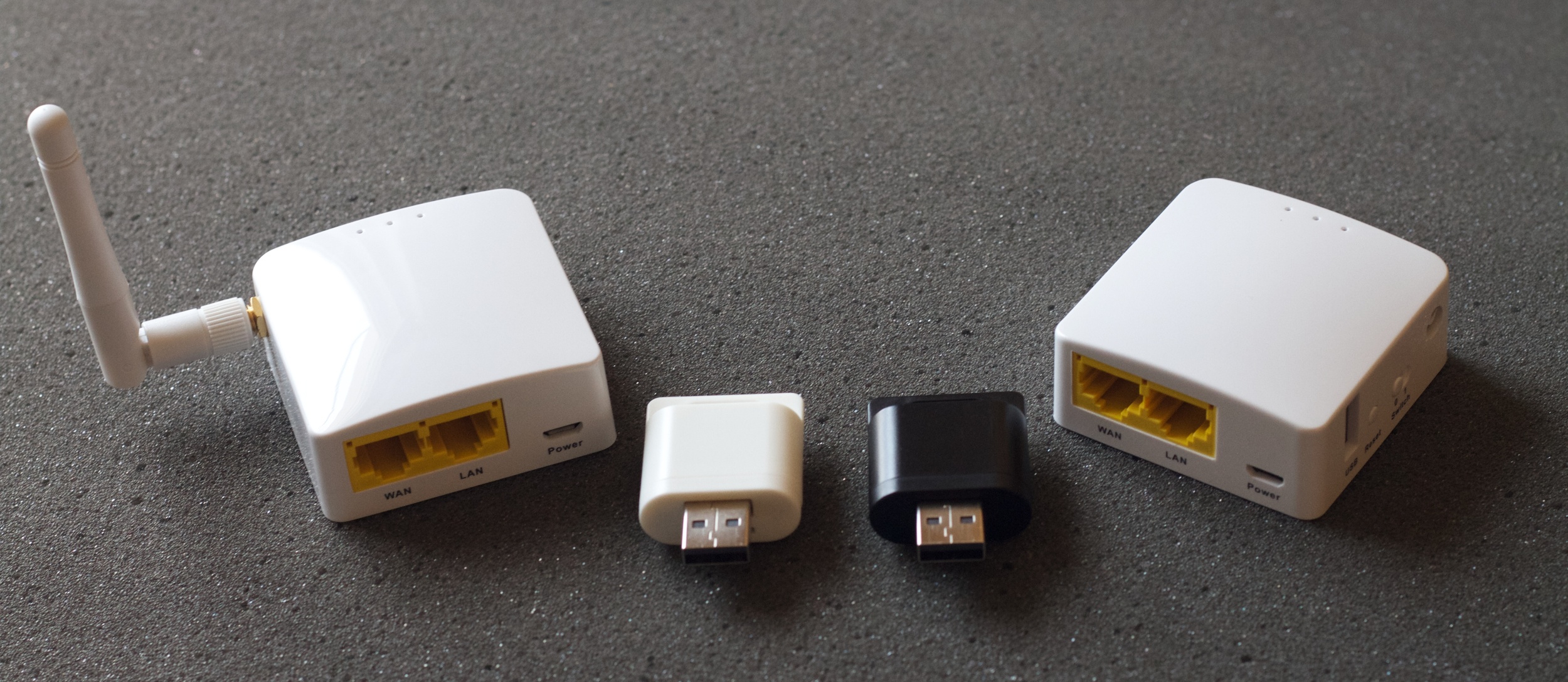 The THF External antenna, the Truly Tiny THF in white and black, and the THF Internal antenna models.