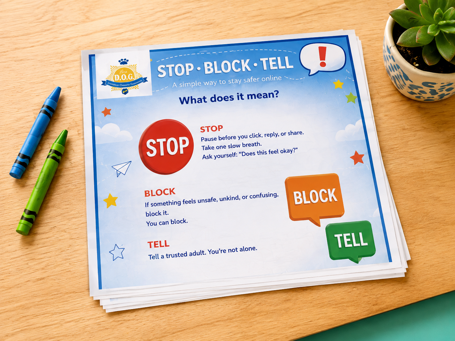 STOP BLOCK TELL