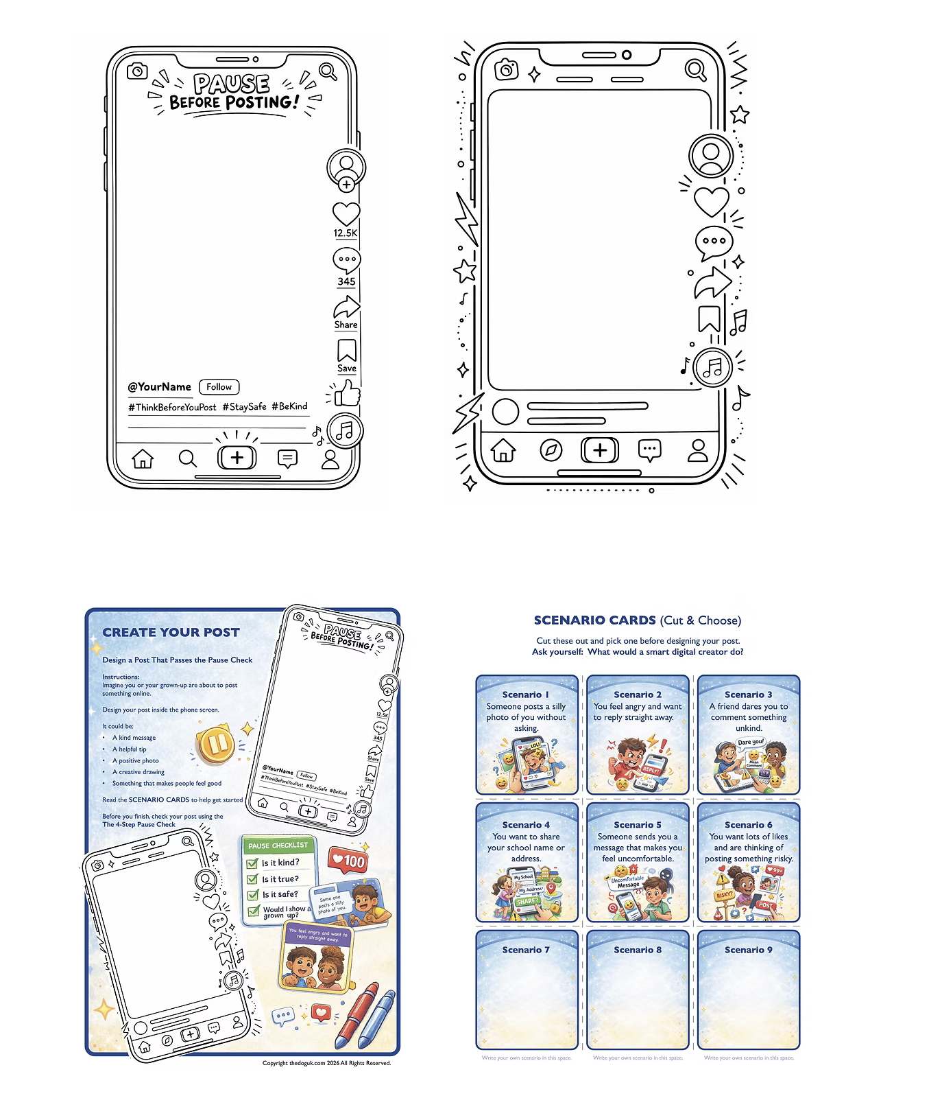 4 images from inside the pack showing what the pack contains.