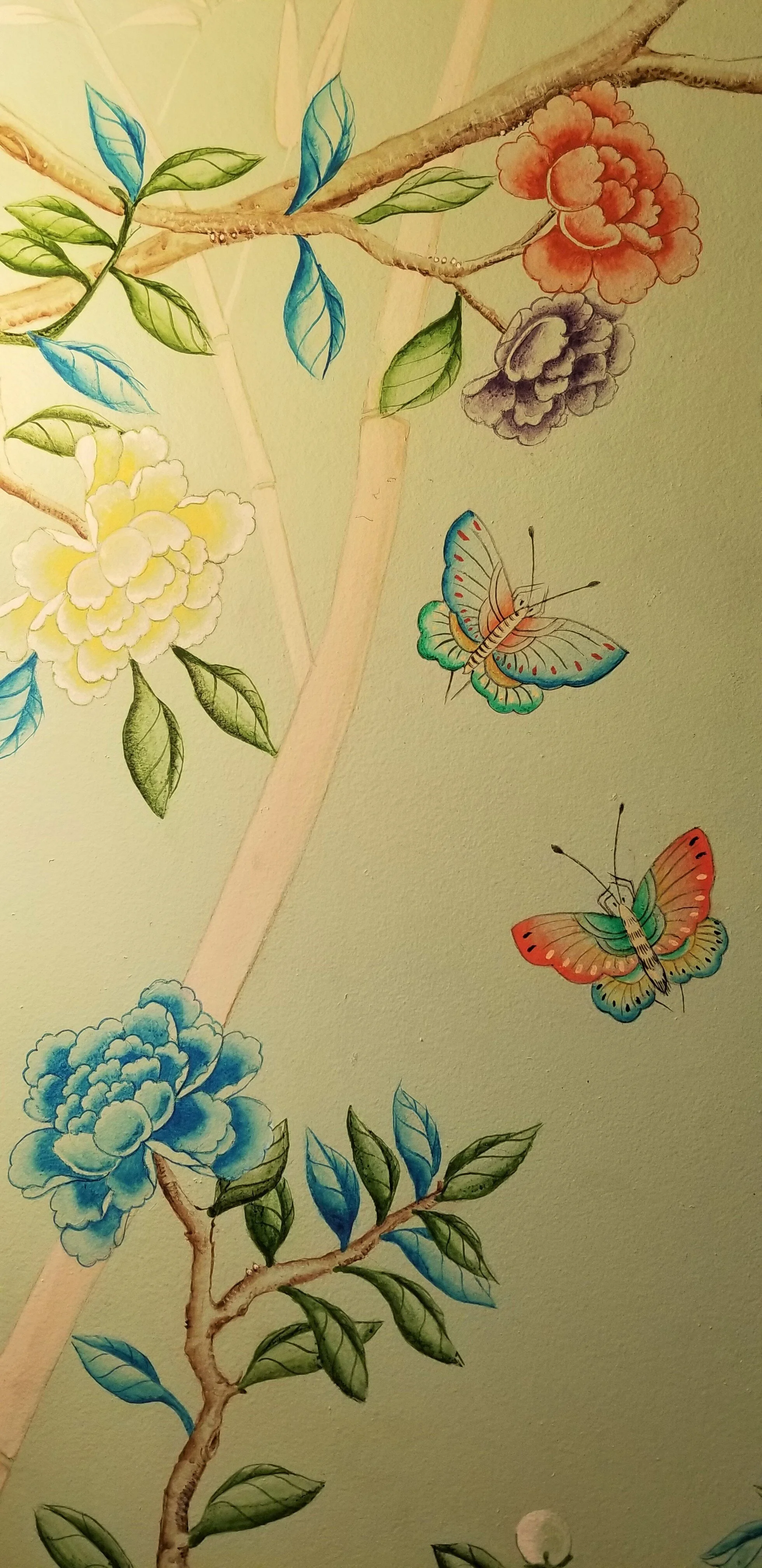 Gramercy Powder Room Large Coloured Peonies and Two Butterflies.jpg