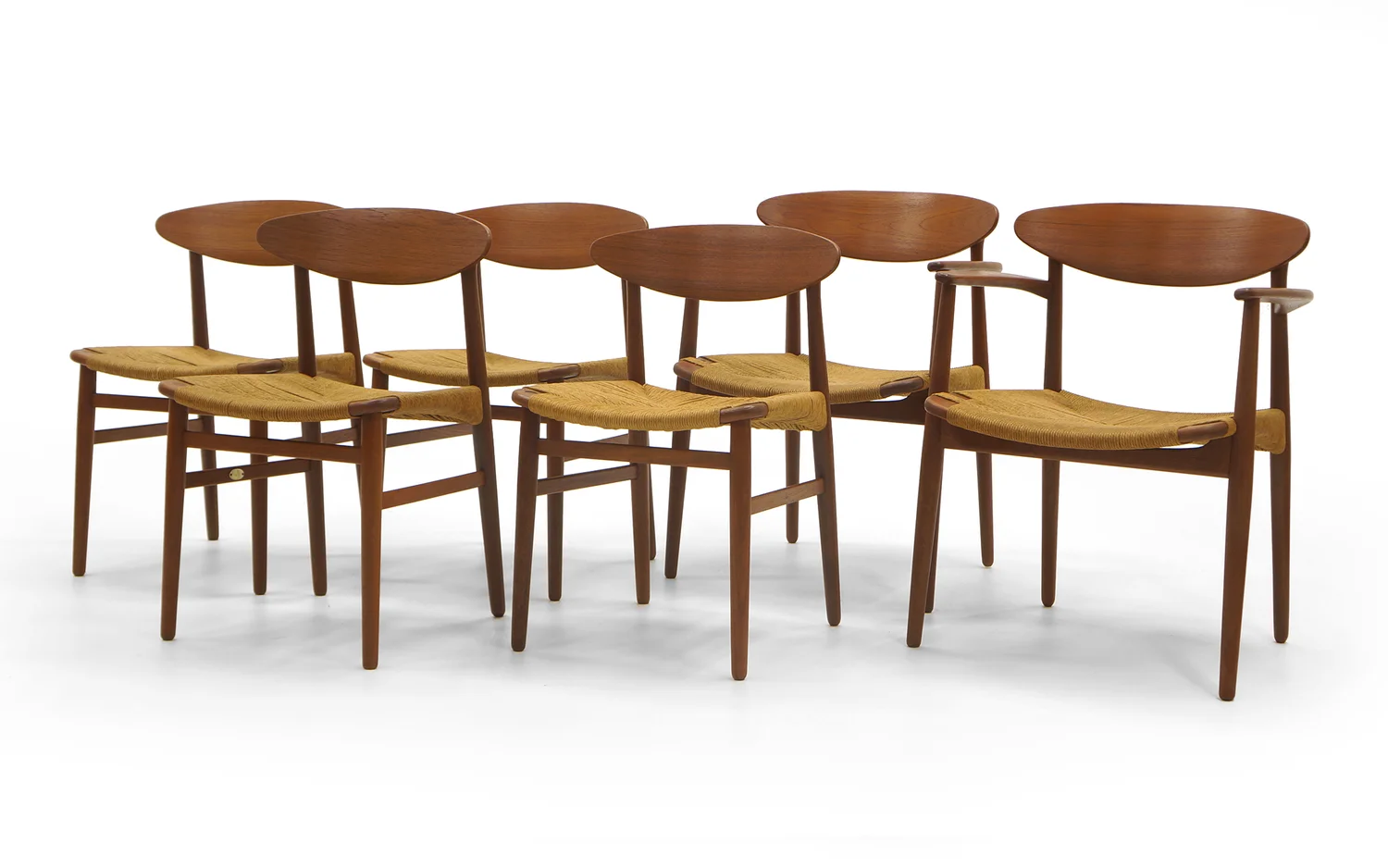 Set Of Six Danish Modern Teak Dining Chairs By Ejner Larsen And