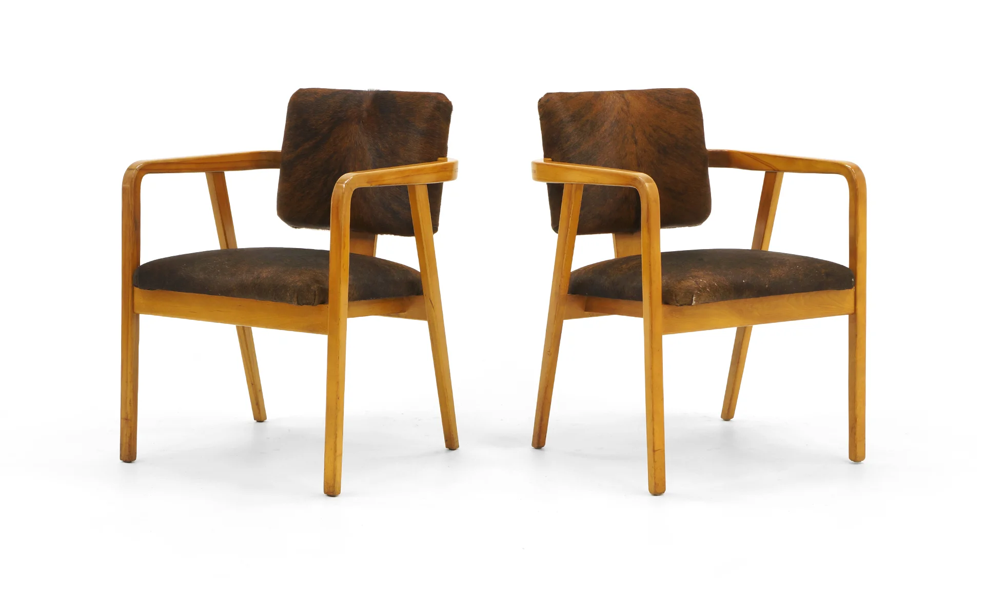 Pair of George Nelson Armchairs in Cowhide Upholstery