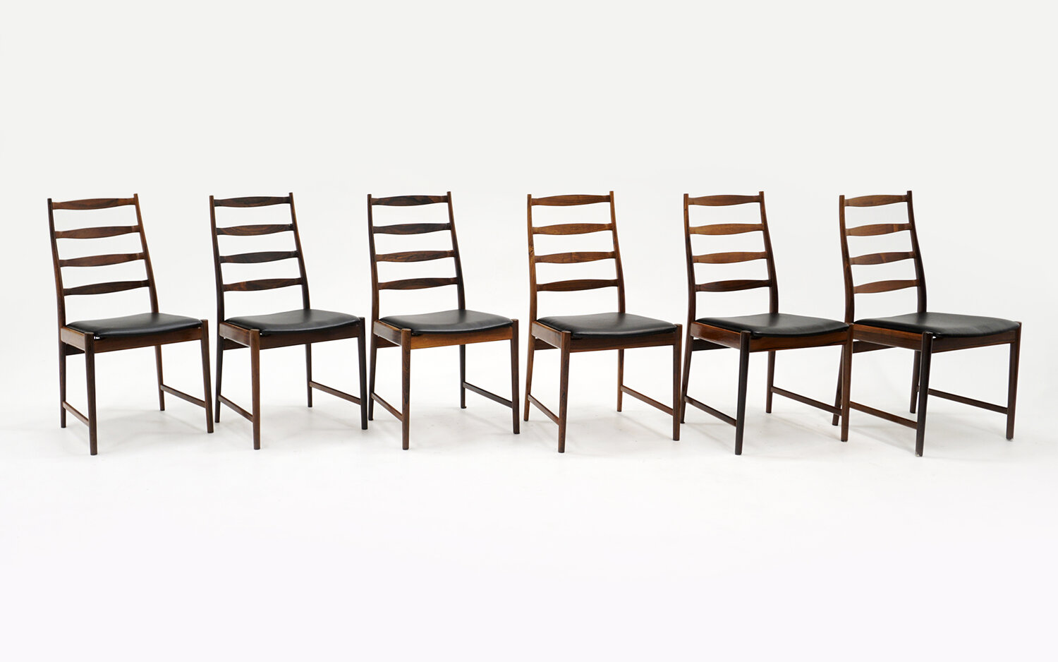 Six Danish Modern Rosewood Ladder Back Dining Chairs By Arne Vodder Six Danish Modern Rosewood Ladder Back Dining Chairs By Arne Vodder