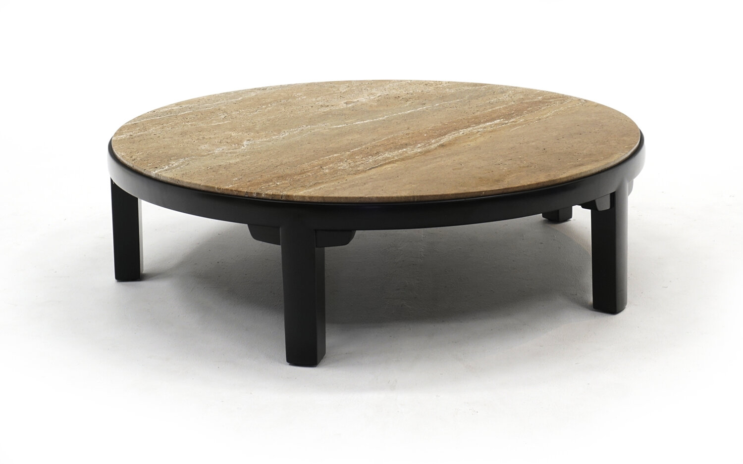 Travertine Marble Top Round Dunbar Coffee Table By Edward Wormley Beautiful Retro Inferno Travertine Marble Top Round Dunbar, Travertine Top Coffee Table Round