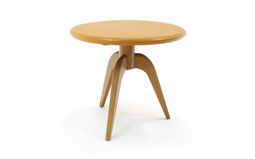Round Heywood Wakefield Tripod Base Lamp Table Wheat Finish Solid Birch Retro Inferno Round Heywood Wakefield Tripod Base, Heywood Wakefield Round Side Table