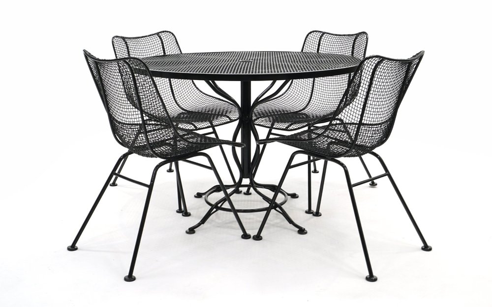 Outdoor Patio Table and Four Sculptura Chairs by Woodard