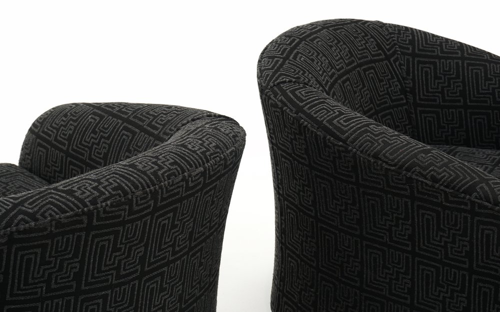 Pair Swivel Barrel Chairs Dark Gray, Almost Black, Style of Milo Baughman —  RETRO INFERNO