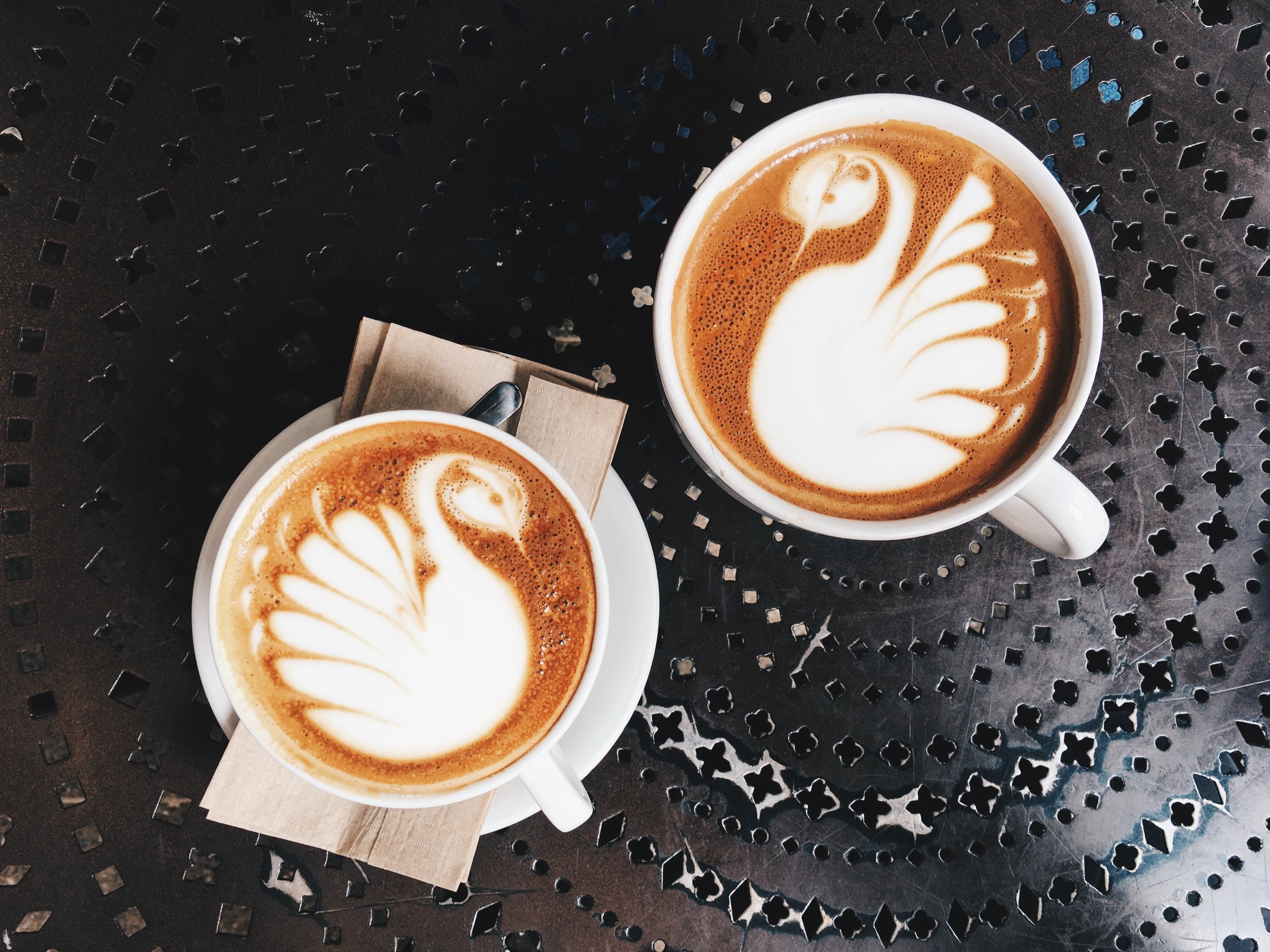 Italian Cappuccino (left) and Latte (right), Urth Caffé, Santa Monica, CA.