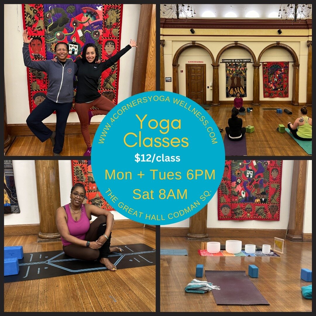 Celebrate our one year birthday as a virtual studio. We are grateful to be back in the community 3 days a week @codmanhealth @codmansquarendc for the #TheGreatHall space to practice #wellness #yoga #meditation #napministry @4cornersyw is planting see