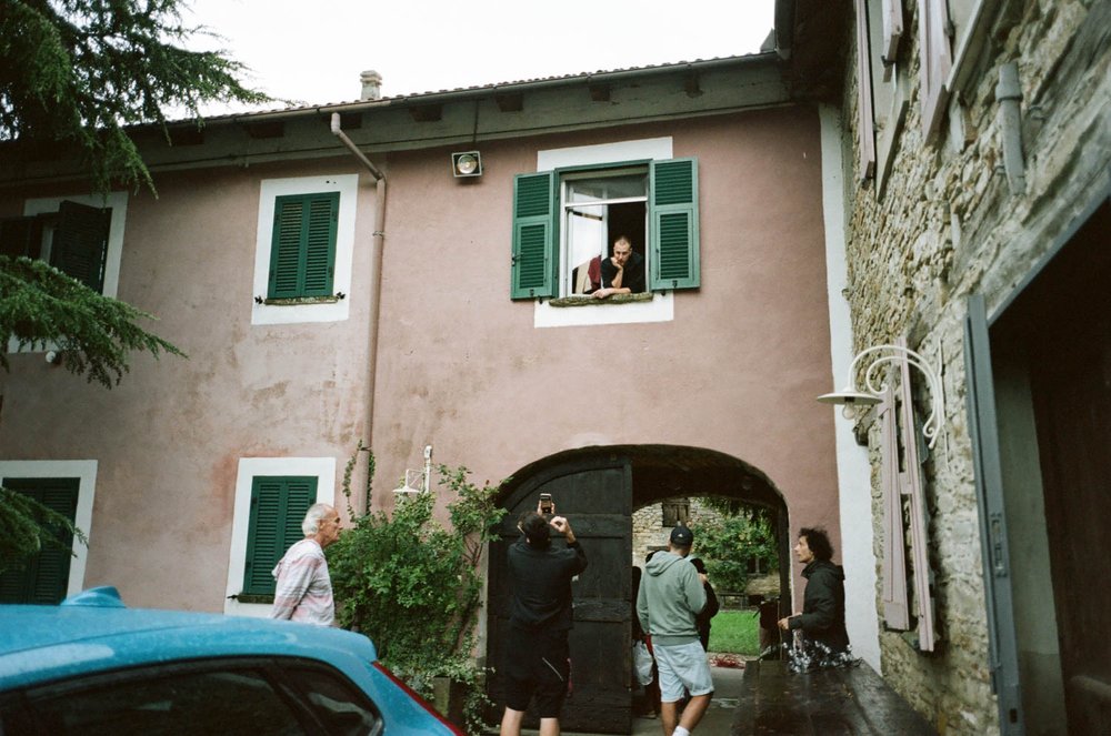 Wedding prep by friends and family at La Cascina Langa, Italy