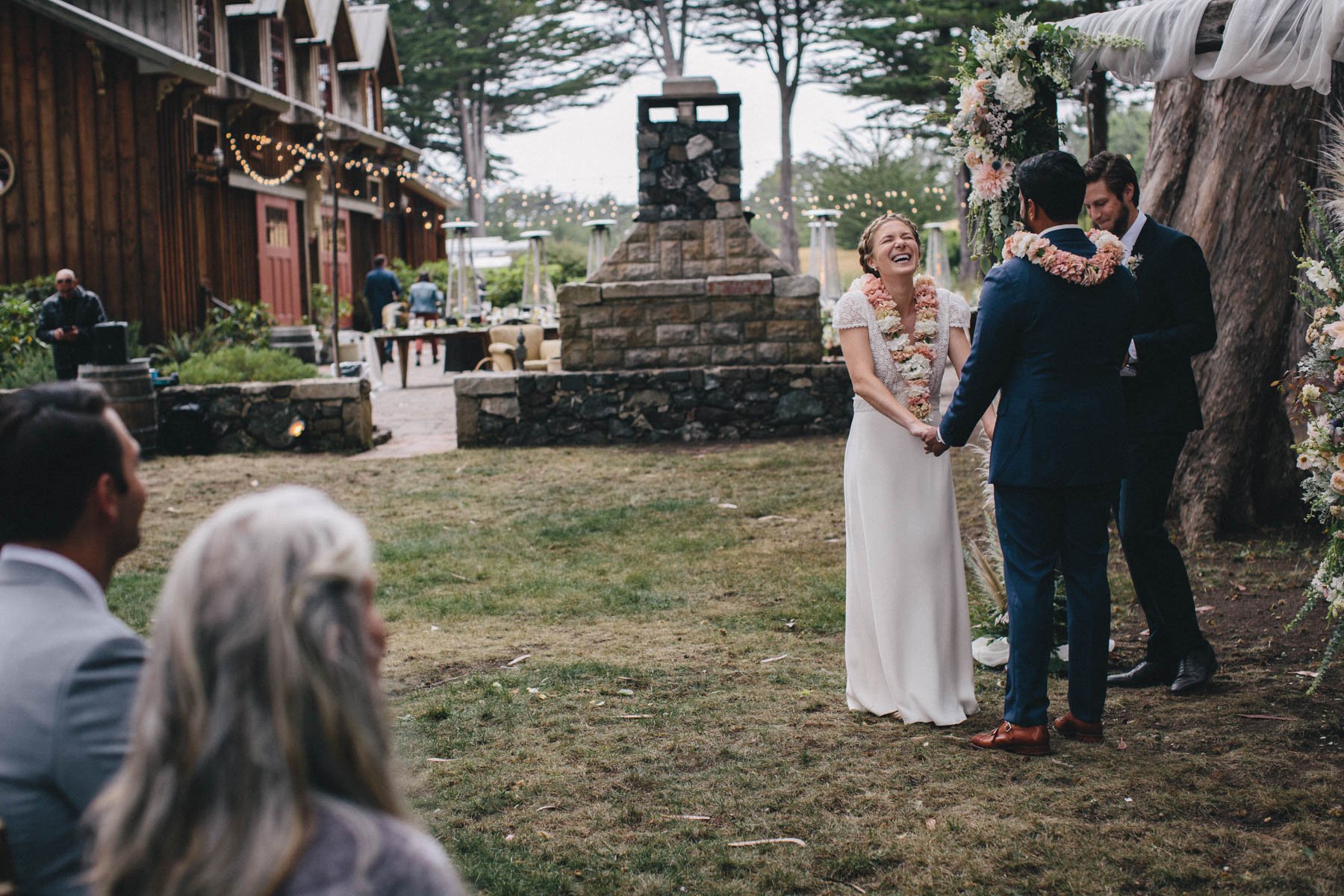 Exchanging wedding vows at Spring Ranch Mendocino