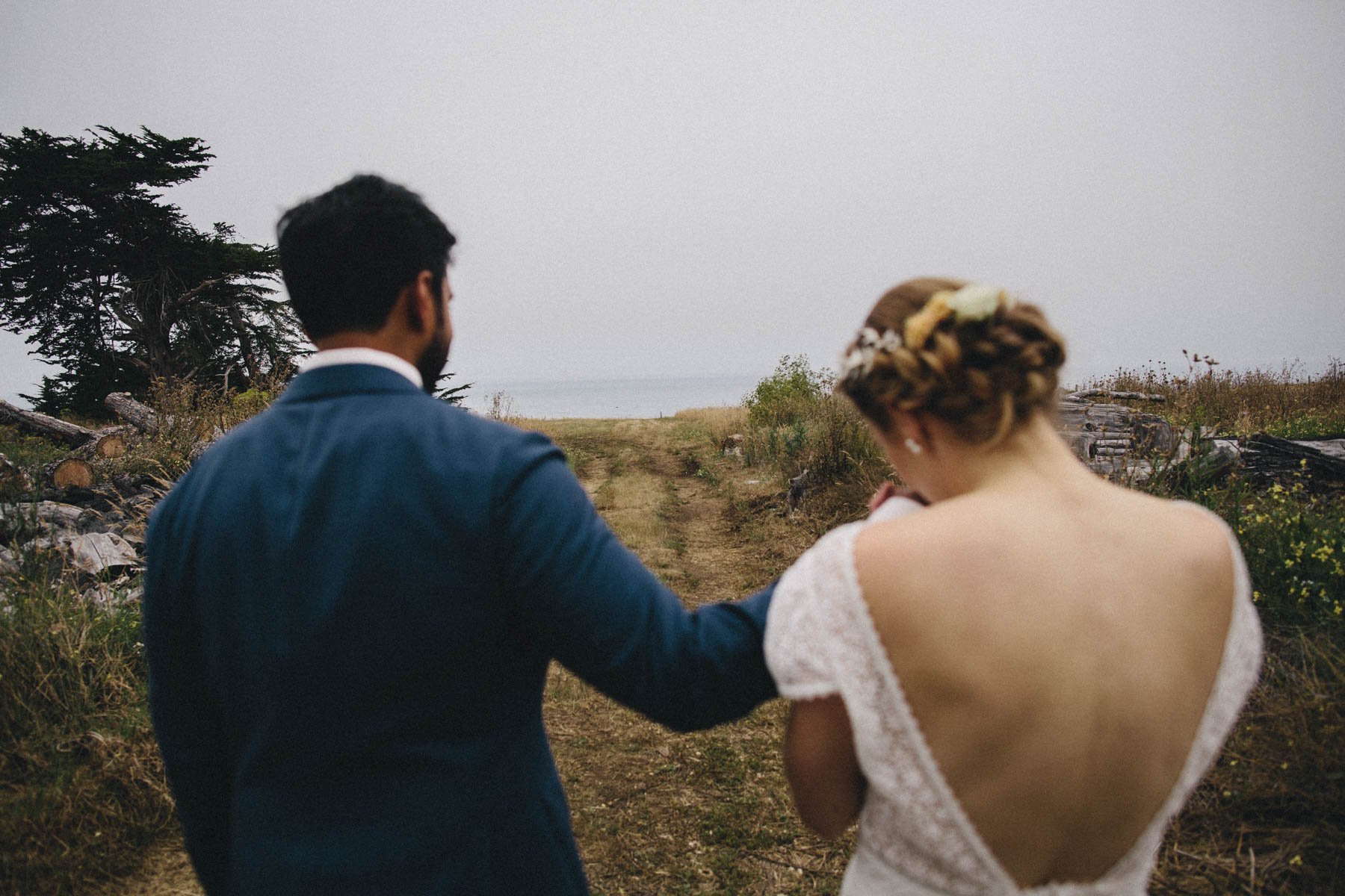 Couple portraits on their wedding day at Spring Ranch Mendocino