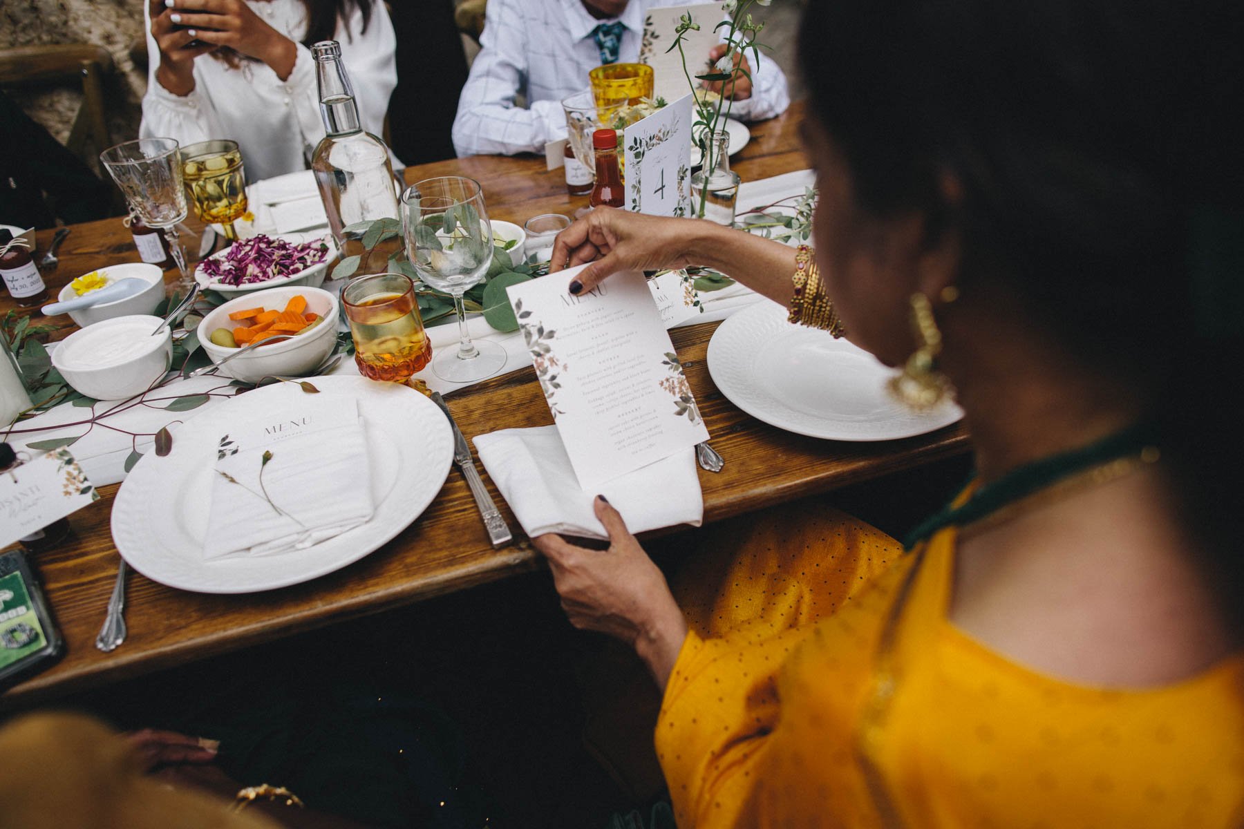 Wedding dinner menu at Spring Ranch Mendocino