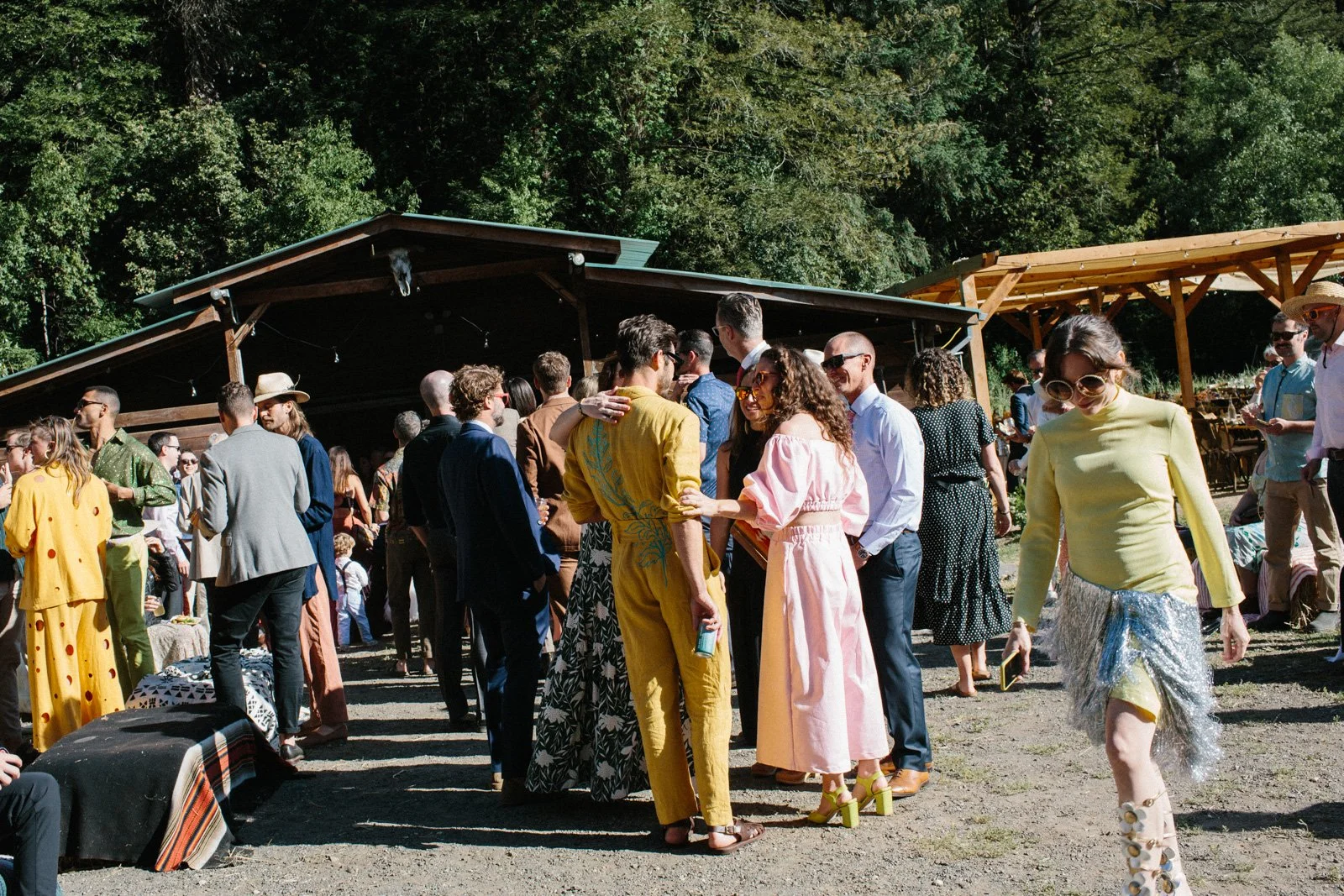 Wedding cocktail hour at Solar Punk Farms