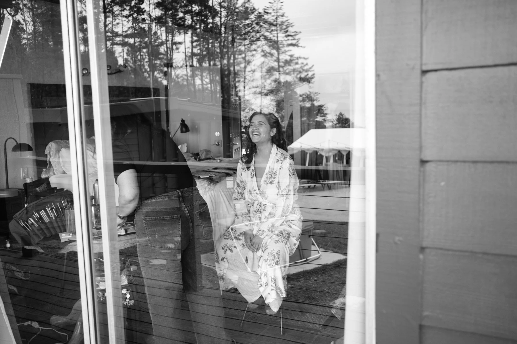 Bride getting ready for wedding ceremony