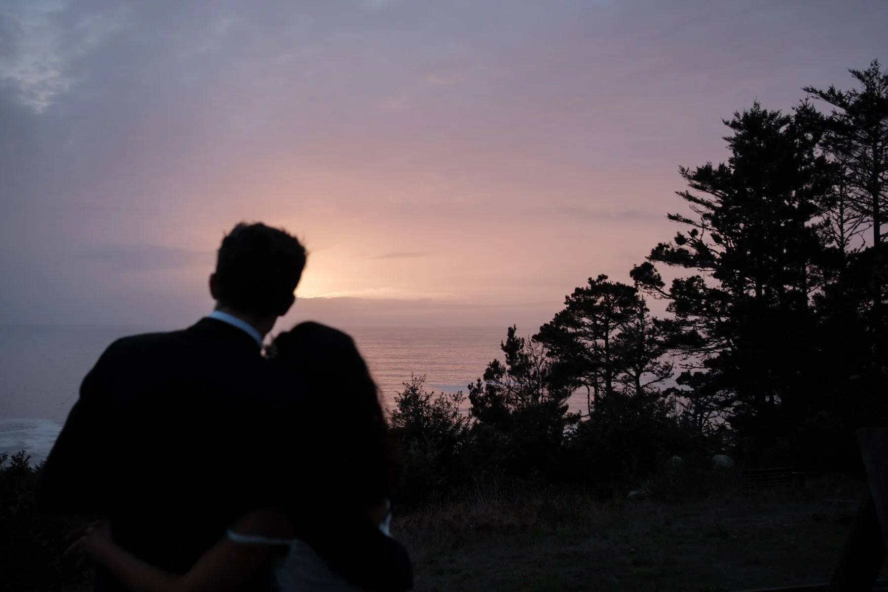 Wedding celebration sunset at driftwood lodge