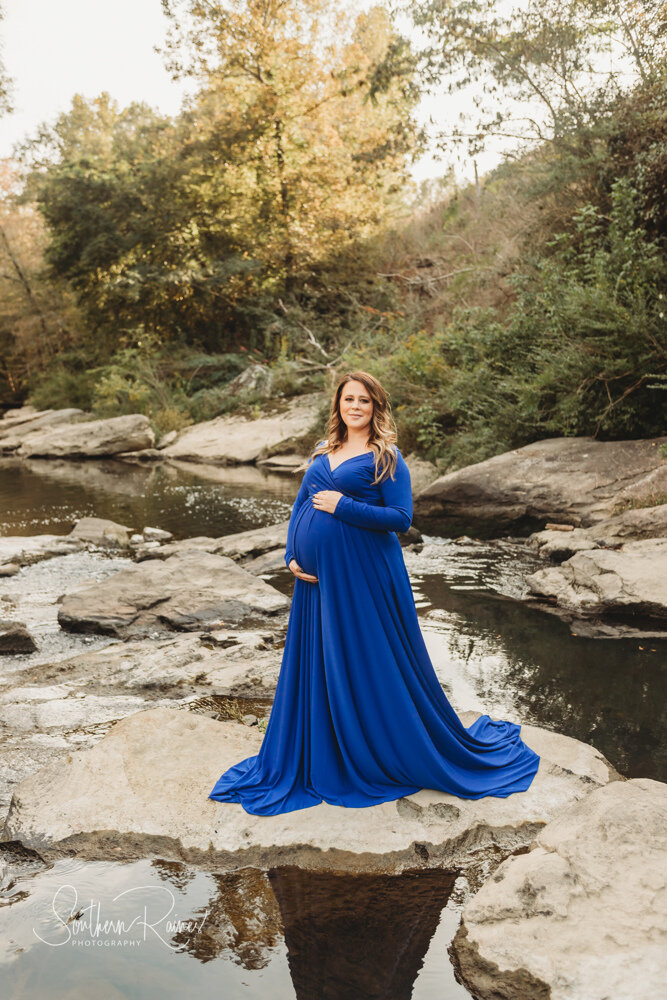 Navy Blue off-shoulder empire dress