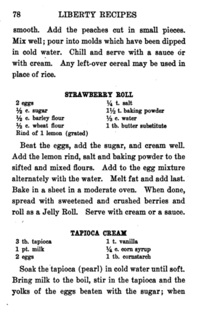 1918 Liberty Recipes Vintage Cookbook