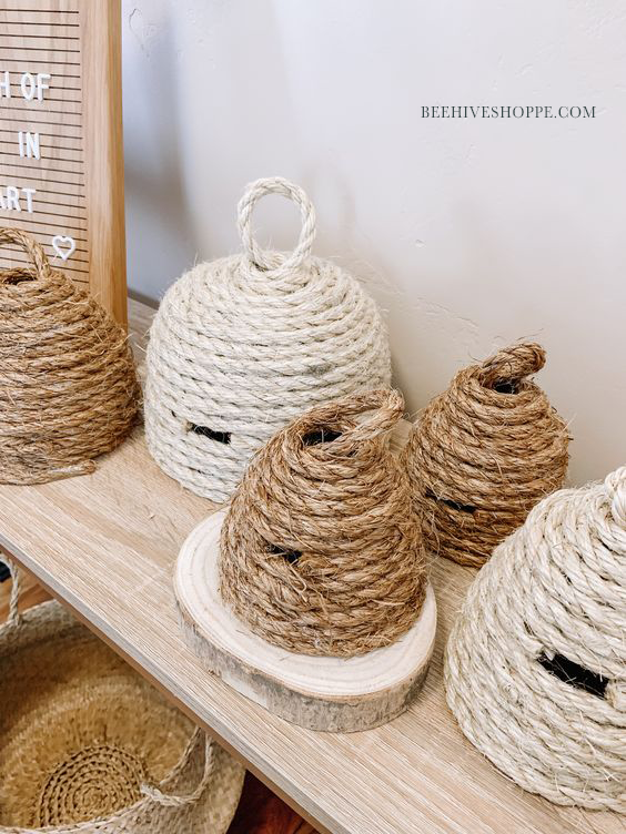 Woven Beehive Bee by MadeTerra Beehive Starter Kit Wicker Beehouse for Farmhouse Decor French Country Decor Bee Nester Seagrass Bee Skep 