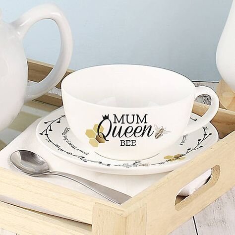 Burton Whimsical Honey Bumble Bee Teacup and Saucer Set Adorable Tea Cup & Plate