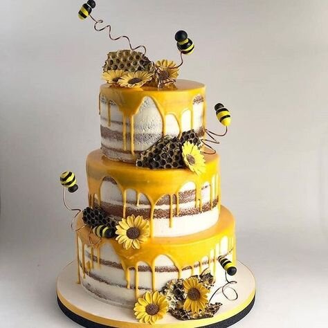 Cake-Crazy - Bee themed 1st birthday cake.🐝🐝🐝 Yellow and... | Facebook
