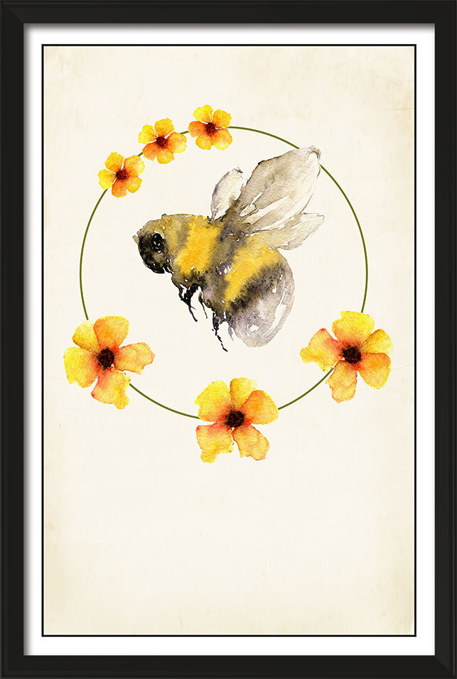Bee CANVAS PRINT Home Wall Decor Giclee Art Poster Flowers Animals CA337 