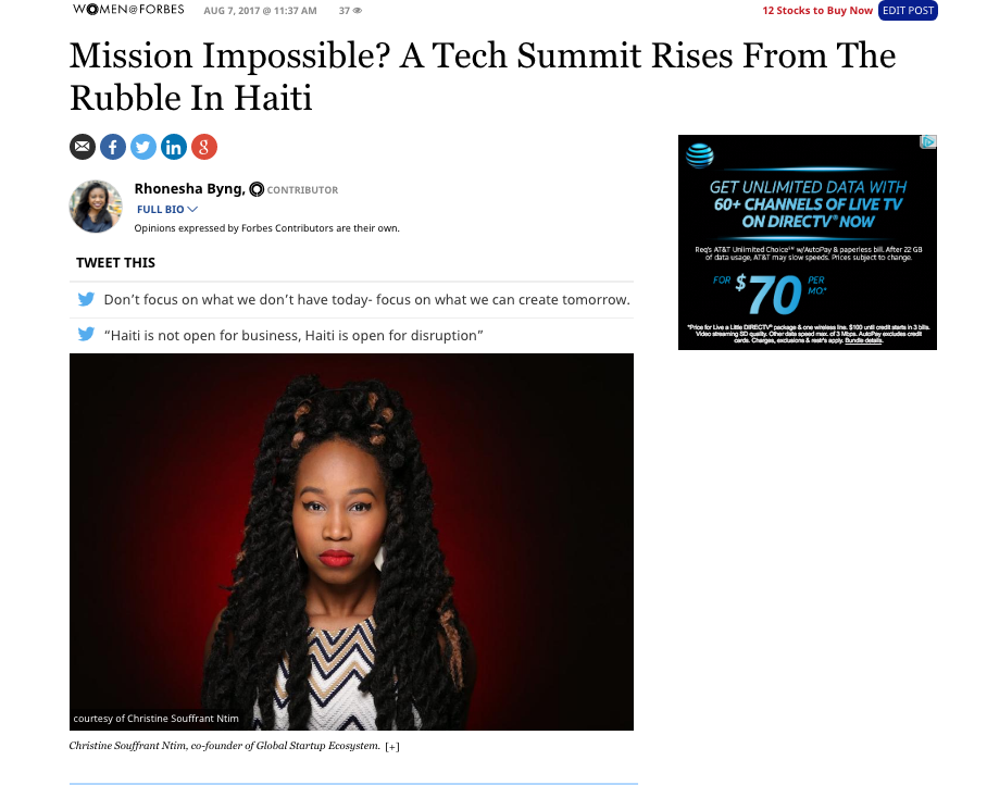 FORBES COLUMN: Mission Impossible? A Tech Summit Rises From The Rubble In Haiti