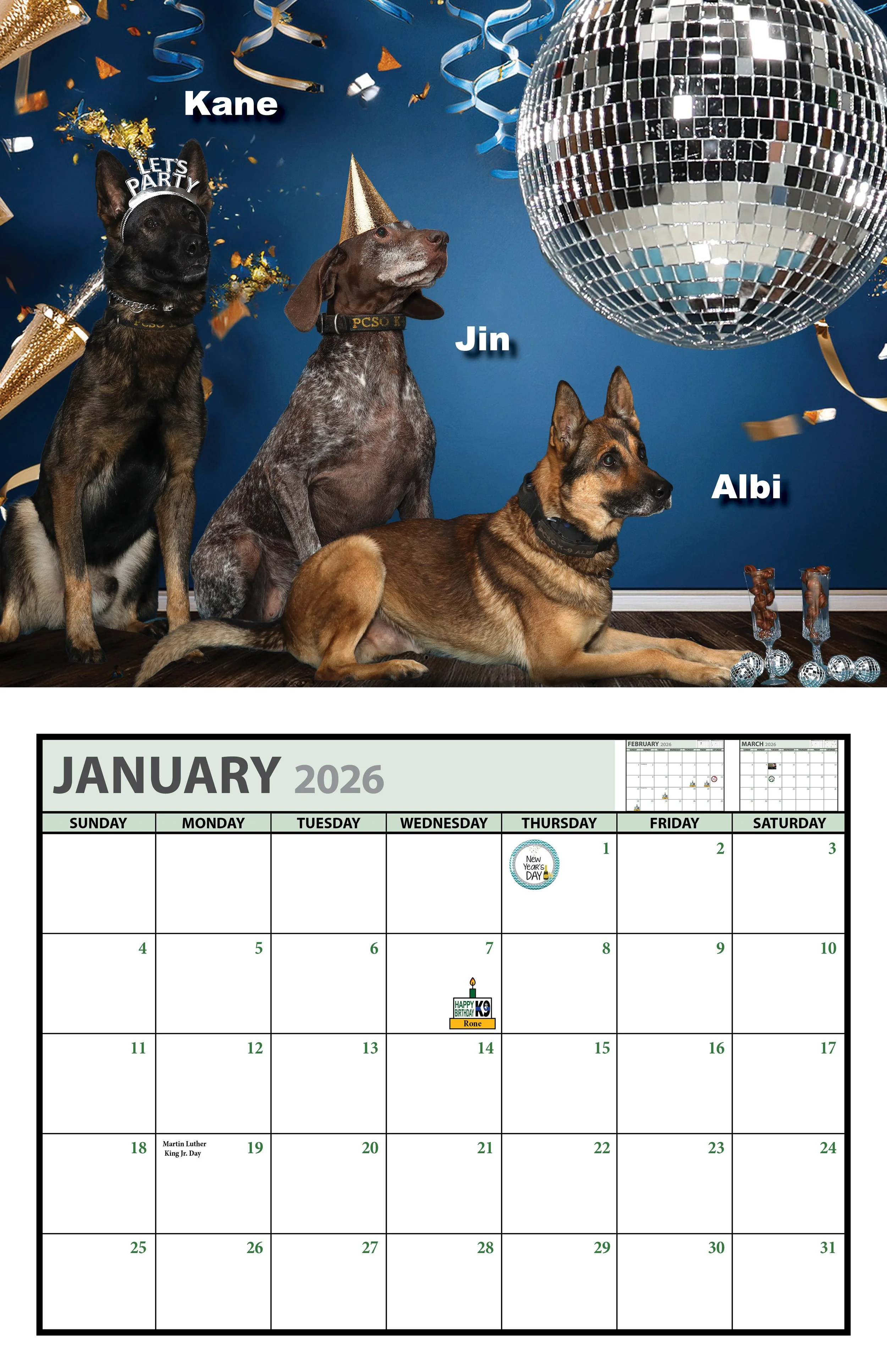 2026 PCSO K9 Unit Calendar