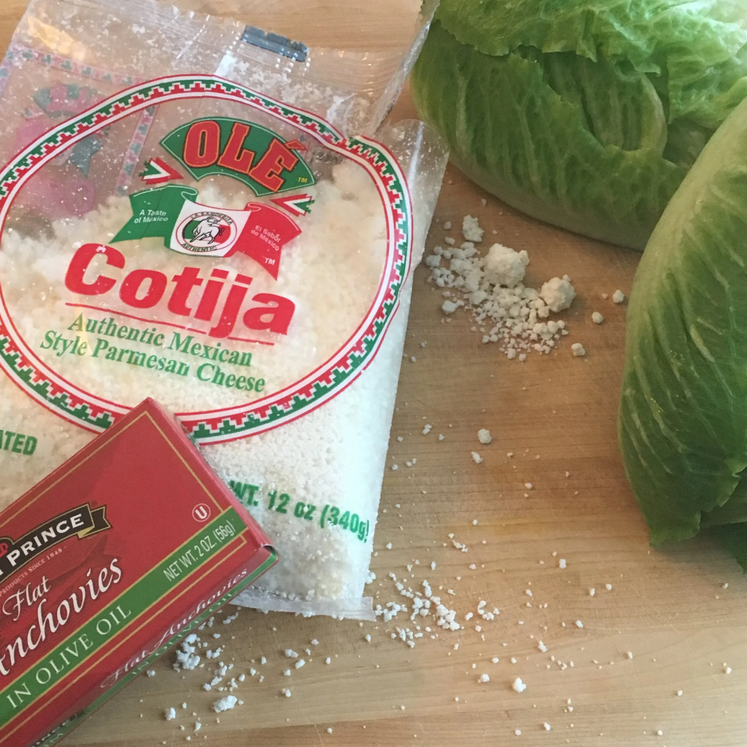A hint about one of the changes we plan to make to the classic Caesar: Mexican cotija cheese (like what we use with our elote) instead of Parmesan.
