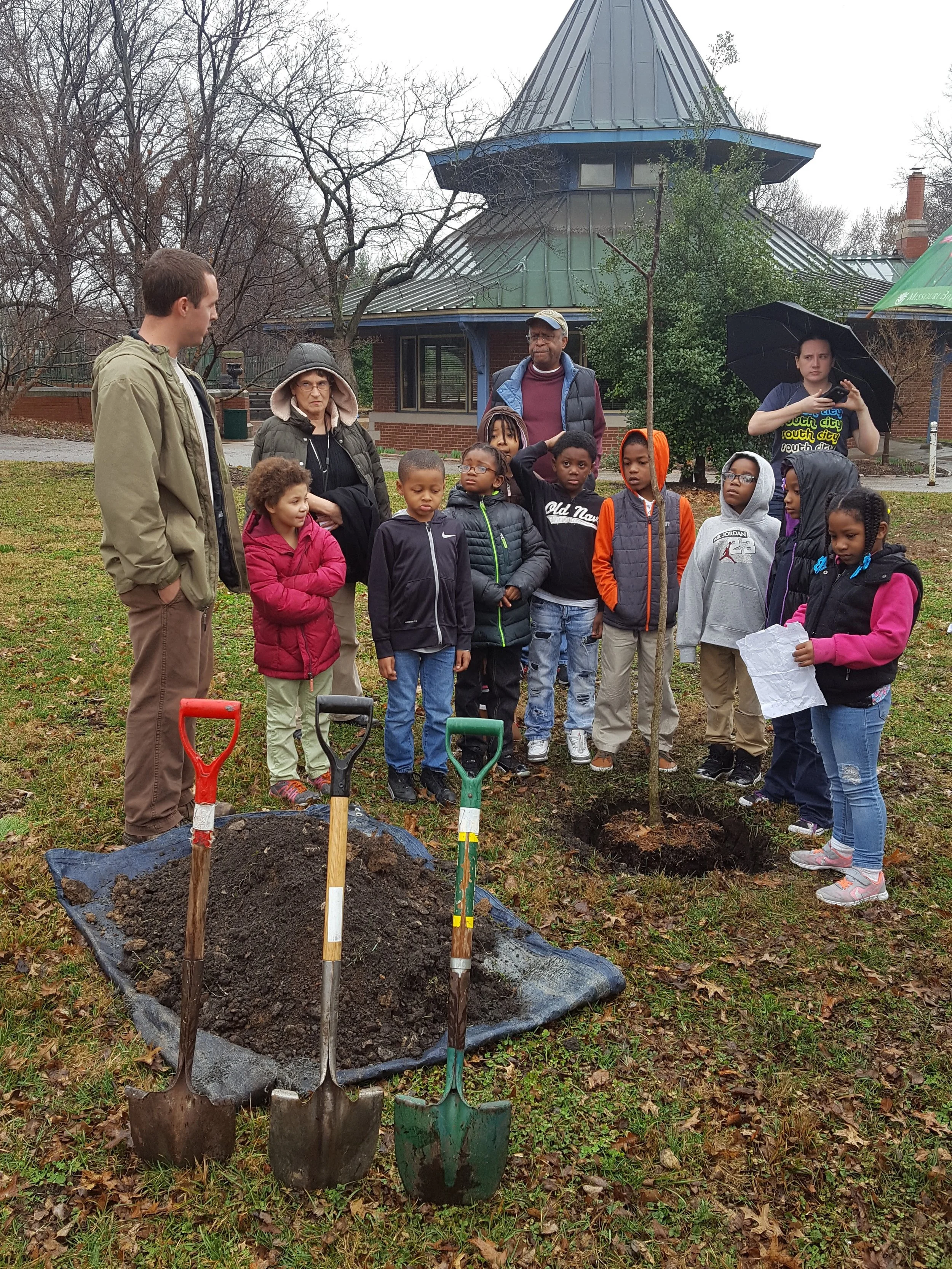 Local school groups dedicate tree to celebrated African American