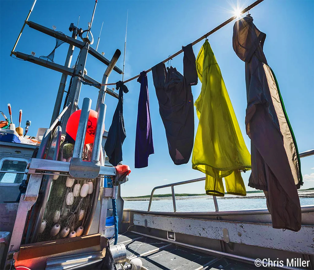 With the Egegik fishing district closed down for July 3rd, the crew of the F/V Icy Bay takes advantage of some rare sunny weather to do a little laundry.