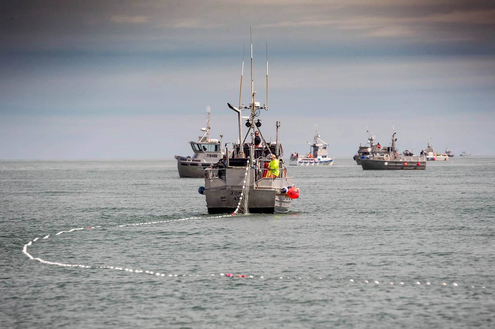 The F/V Komiza makes a set on the Ugashik district west line.